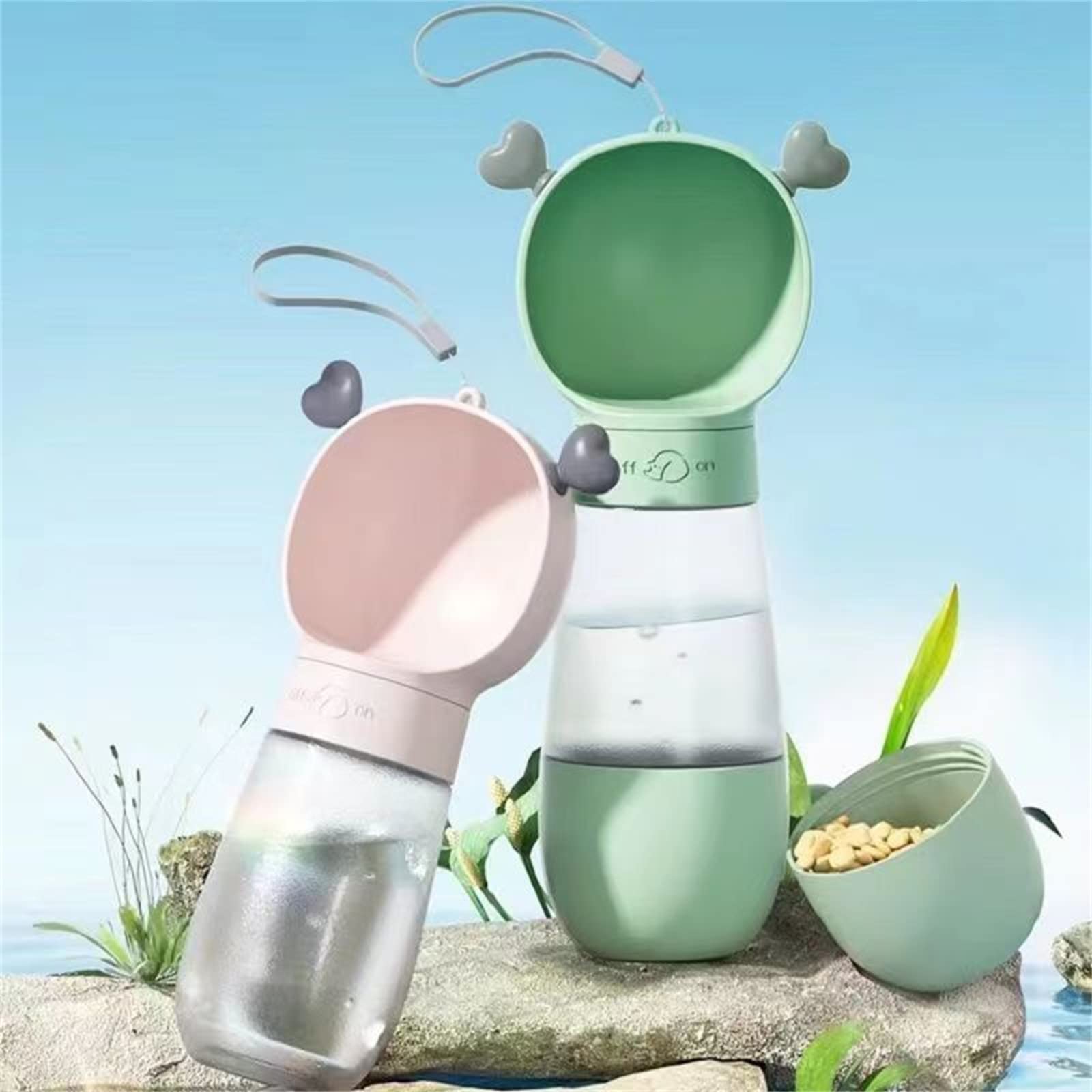 Portable Dog Water Bottle with Strap - 20oz Leak-Proof Pet Water Dispenser for Walking, Hiking & Outdoor Adventures (Pink) - Perfect for Active Dogs on the Go