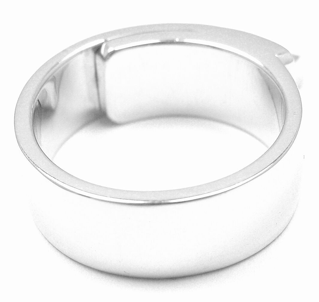 Authentic Hermes 18K White Gold Diamond H Lock Band Ring Size 5 - Luxury Jewelry for Women, Perfect for Weddings, Anniversaries & Special Occasions