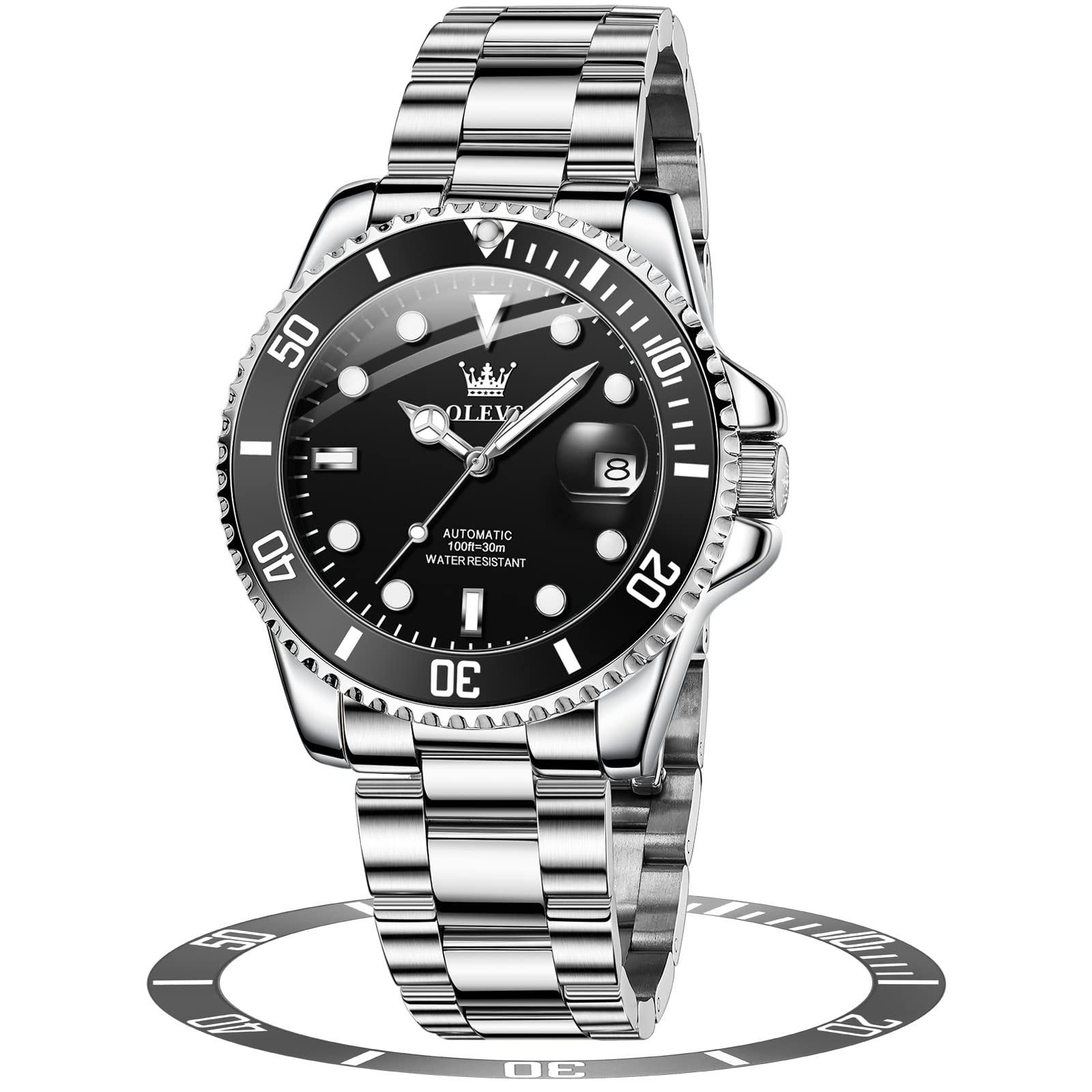 OLEVS Men's Automatic Self-Winding Mechanical Watch - Stainless Steel Waterproof Luminous Dress Watch for Business & Formal Occasions | Perfect for Office, Meetings & Special Events