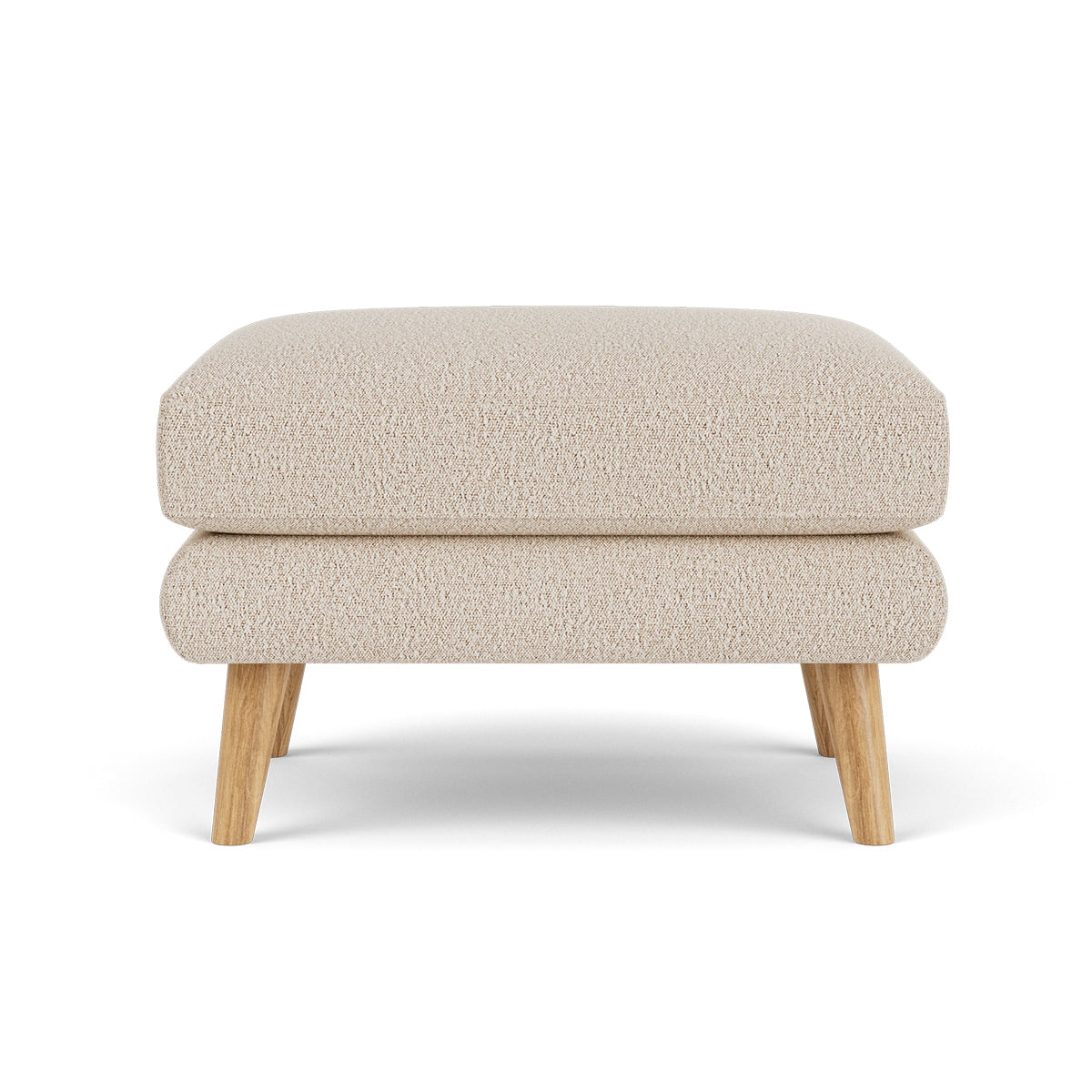 George Boucle Ottoman Stool - Round Tufted Footrest Pouf with Wooden Legs, Perfect for Living Room, Bedroom, or Nursery Decor
