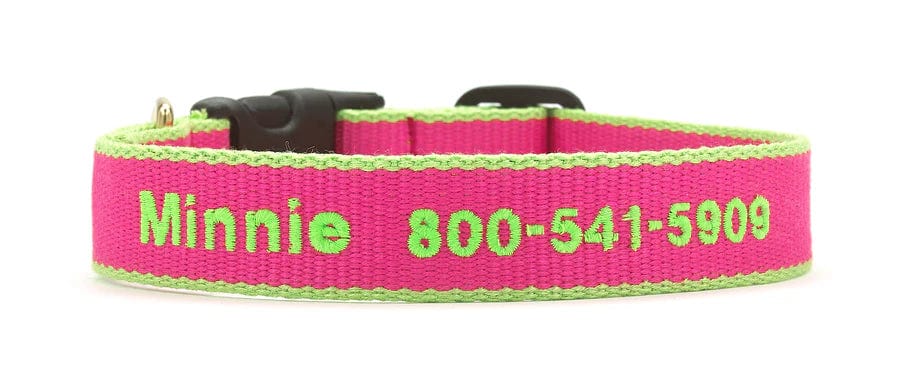 Customizable Pink and Lime Green Dog Collar - Personalized Pet Collar for Small, Medium & Large Dogs - Perfect for Walks, Training & Grooming