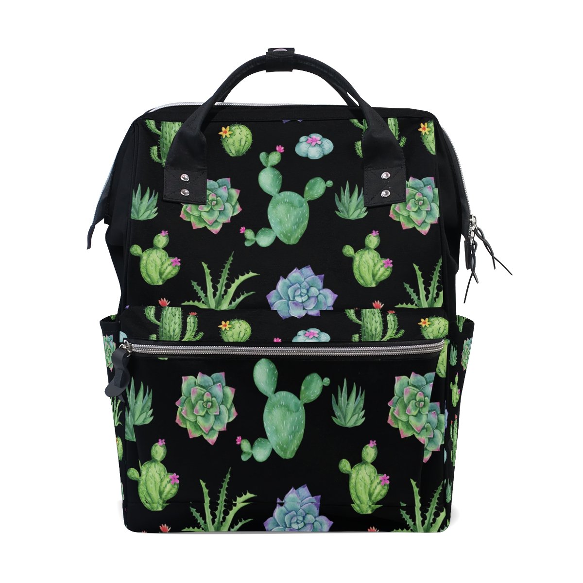 WOZO Colorful Cactus Succulent Diaper Backpack - Multi-Functional Baby Bag for Travel, Daycare & Outings | Waterproof & Spacious Diaper Organizer for Moms