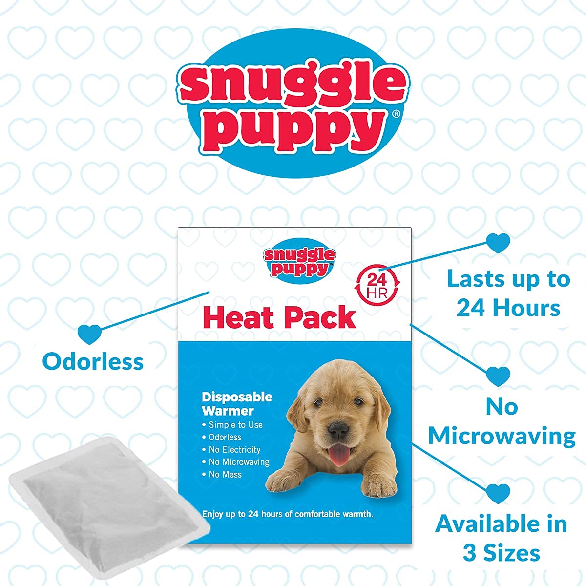 SmartPet Love Snuggle Puppy with Extra Heat Pack Bundle - 6-Pack Pet Heating Pads for Anxiety Relief & Comfort | Perfect for Puppies, Dogs, and Anxious Pets at Home or Travel