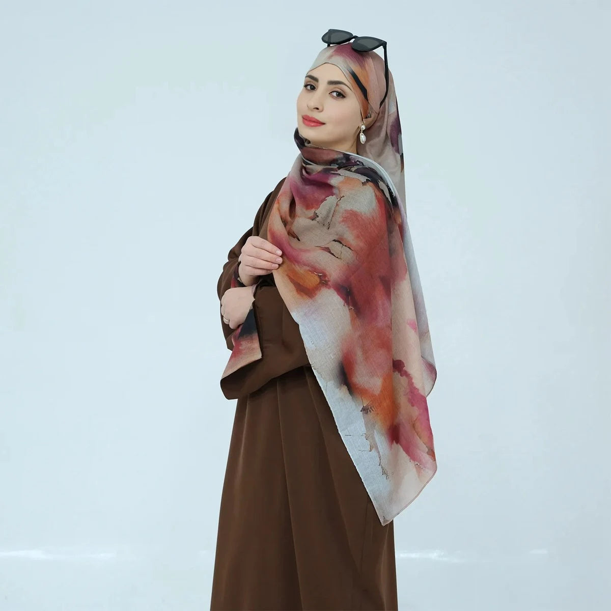 Elegant Nida Sleeve Slit Abaya Dress with Matching Hijab - Modest Muslim Women's Prayer Dress for Mosque & Special Occasions