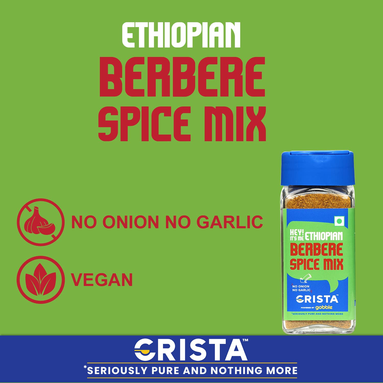 Ethiopian Berbere Spice Mix - Authentic Vegan Curry Powder | No Onion, No Garlic | All-Natural, No Additives or Preservatives | 50g | Perfect for Vegan Stews, Lentil Dishes & African Cuisine