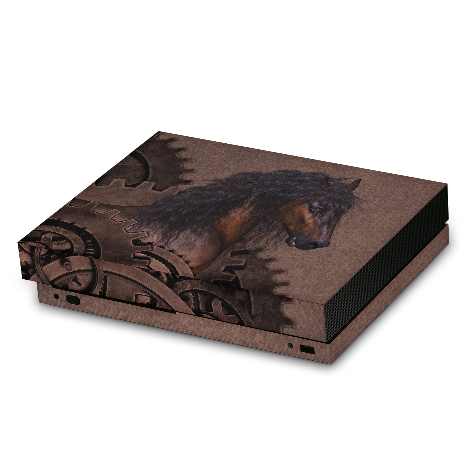 Official Simone Gatterwe Mechanical Gear Steampunk Horse Vinyl Skin Sticker - Compatible with Xbox One X Console - Gaming Accessory for Unique Console Customization & Protection