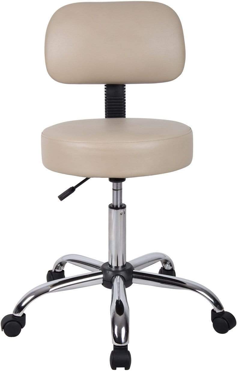 Boss Caressoft Medical Stool with Back Cushion [B245 BG] - Ergonomic Adjustable Doctor Stool for Clinic, Office & Home Use