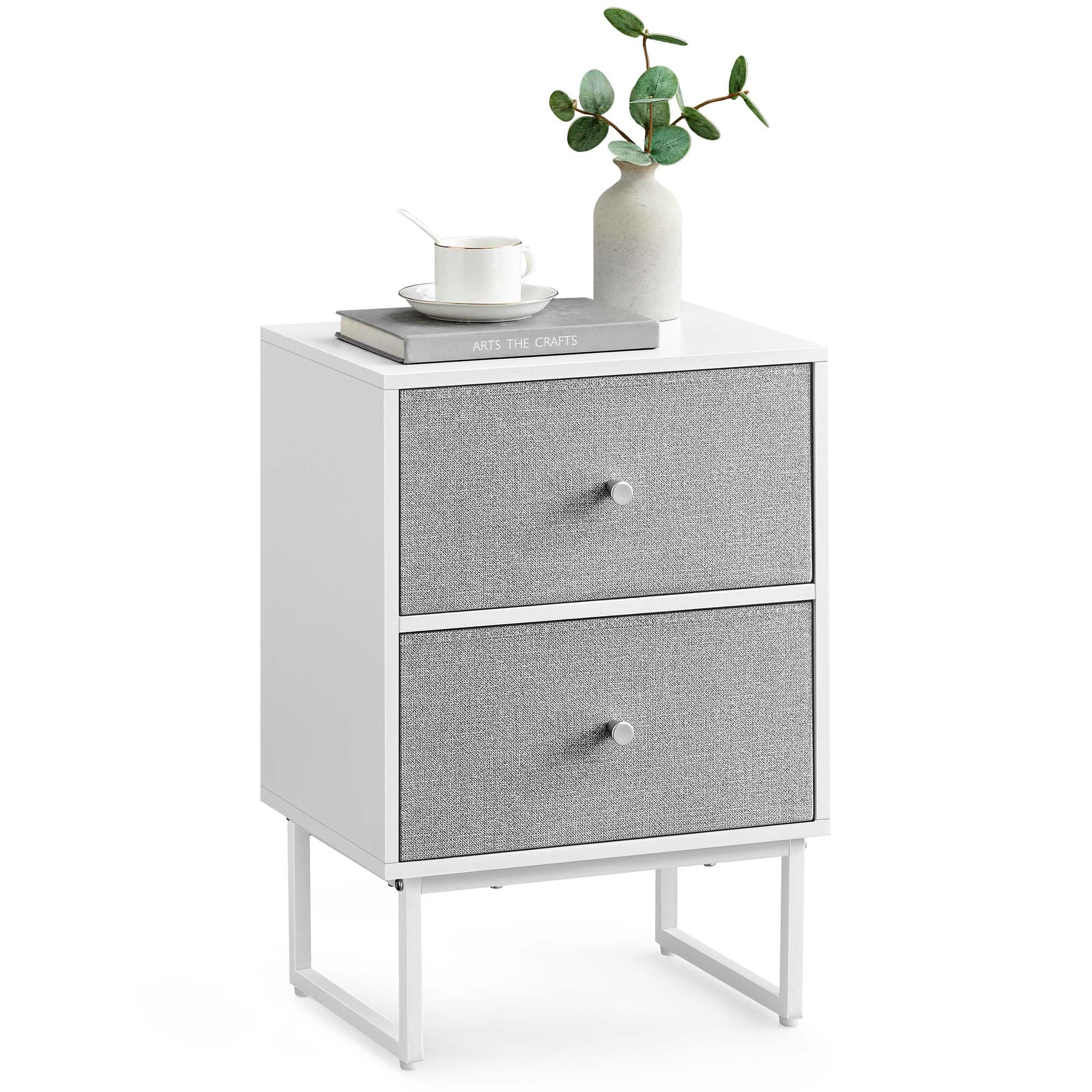 VASAGLE Nightstand with Removable Fabric Drawers - Compact Bedside Table, Small Dresser for Bedroom, Office, Living Room | Cloud White & Dove Gray | Perfect for Small Spaces, Apartment Essentials, Guest Rooms & Dorm Decor