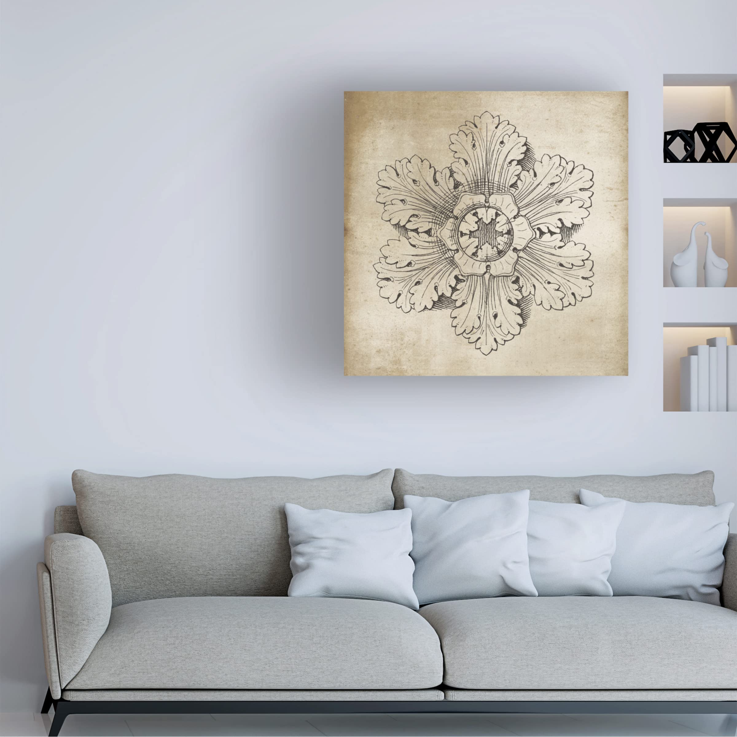 Trademark Fine Art 'Rosette V Neutral' Canvas Wall Art Print by Wild Apple Portfolio - Modern Home Decor for Living Room, Bedroom & Office