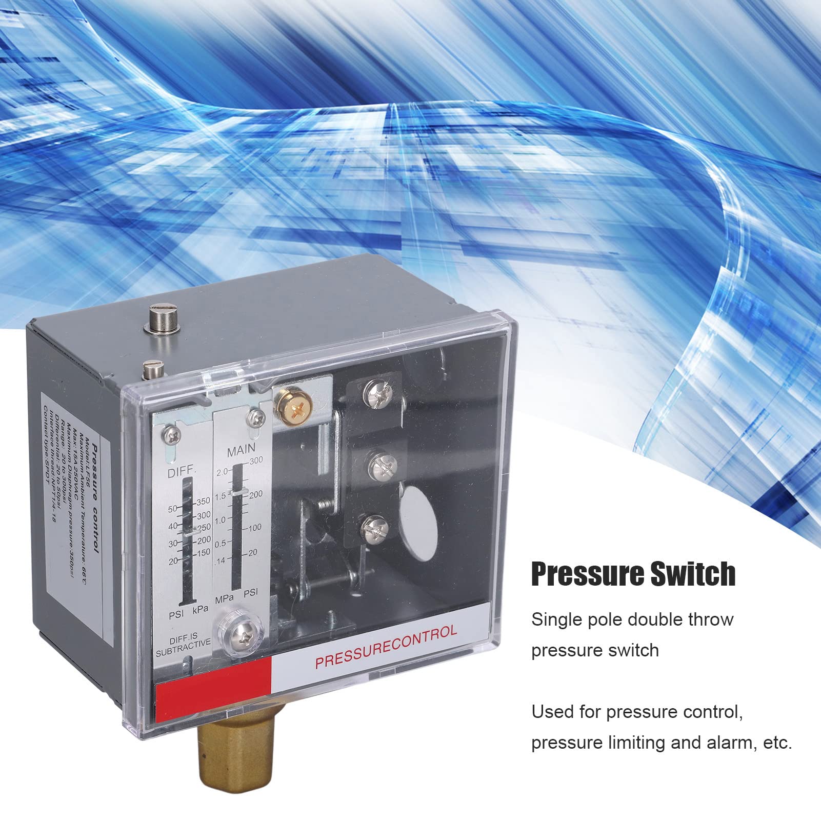 Eujgoov Adjustable Steam Pressure Controller Switch, NPT1/4?18 SPDT, for Steam Boilers & Liquid Systems - Perfect for Industrial, HVAC, and Home Brewing Applications