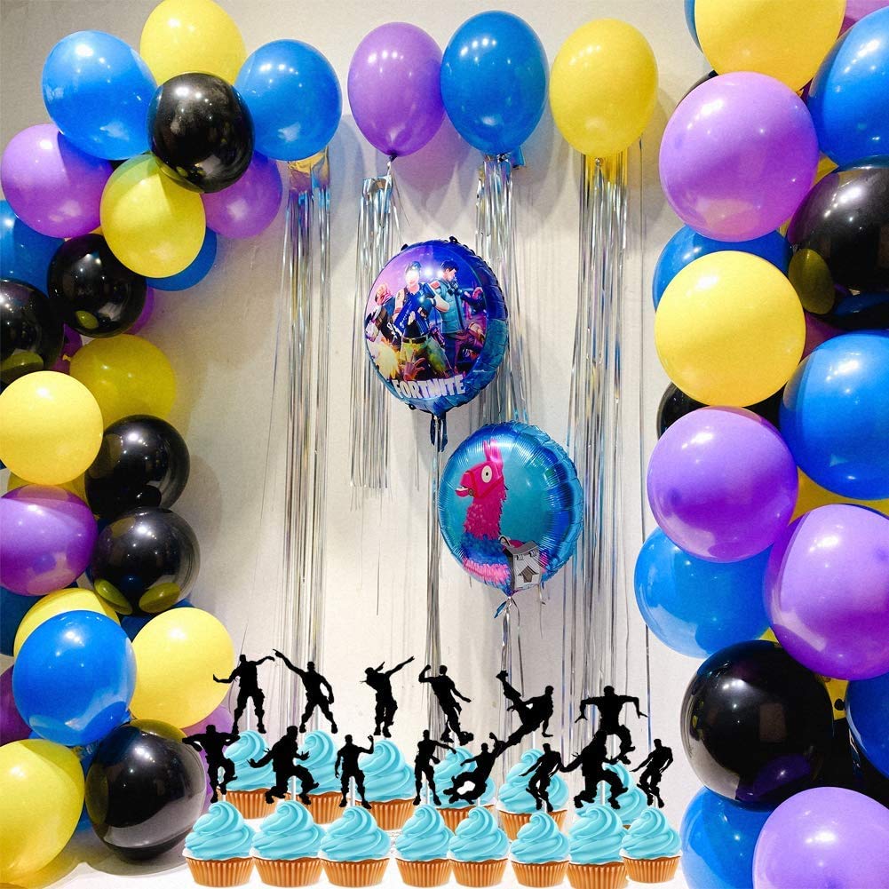 100 Pcs 12 Inch Latex Balloons - Purple, Blue & Black Party Balloons for Video Game Birthday Decorations, Baby Showers & Graduation Celebrations