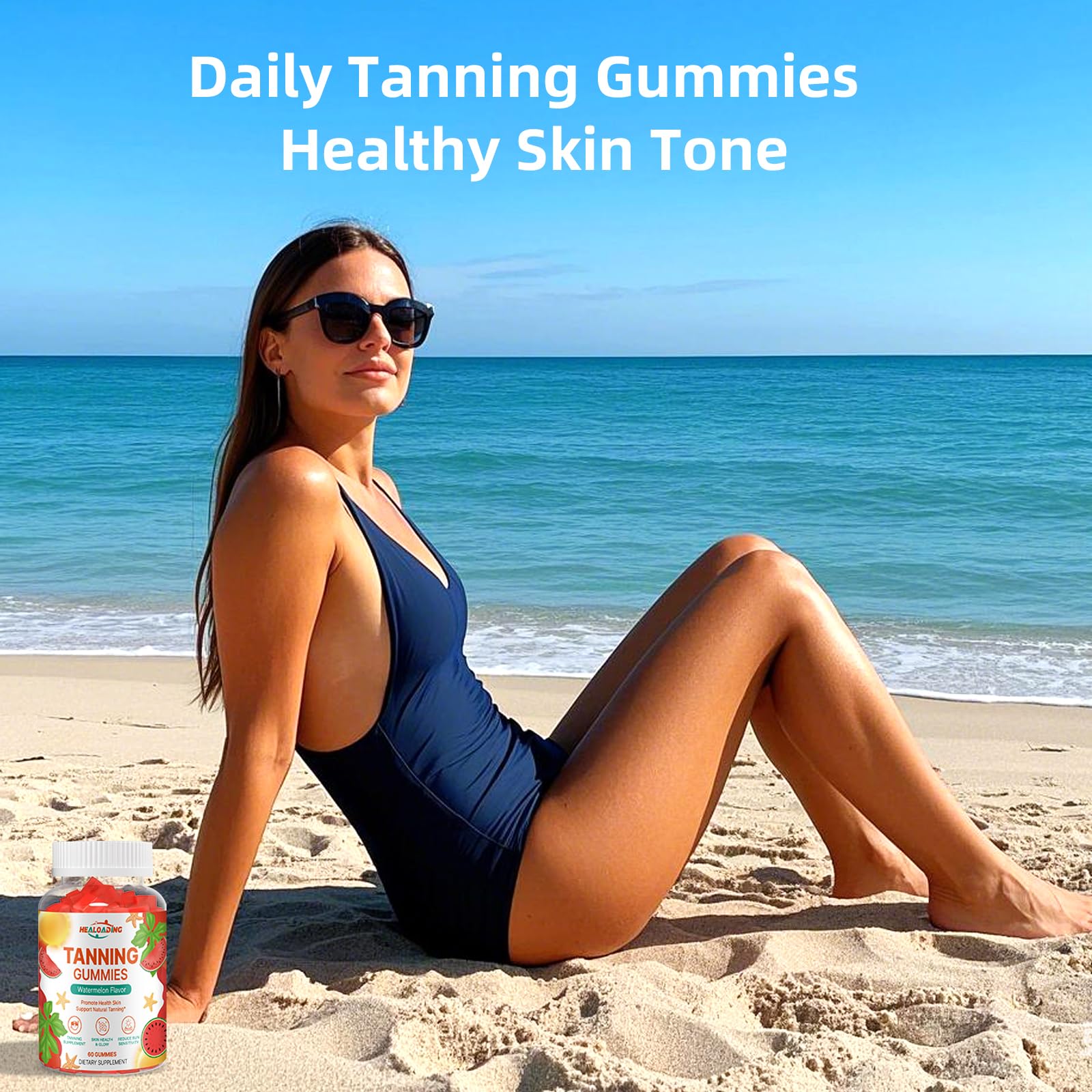 Best Tanning Gummies for Adults - Astaxanthin, Collagen & Lycopene Supplement with Zinc & Vitamins for Skin Glow & Sun Protection - Perfect for Beach, Pool & Summer Outdoor Activities