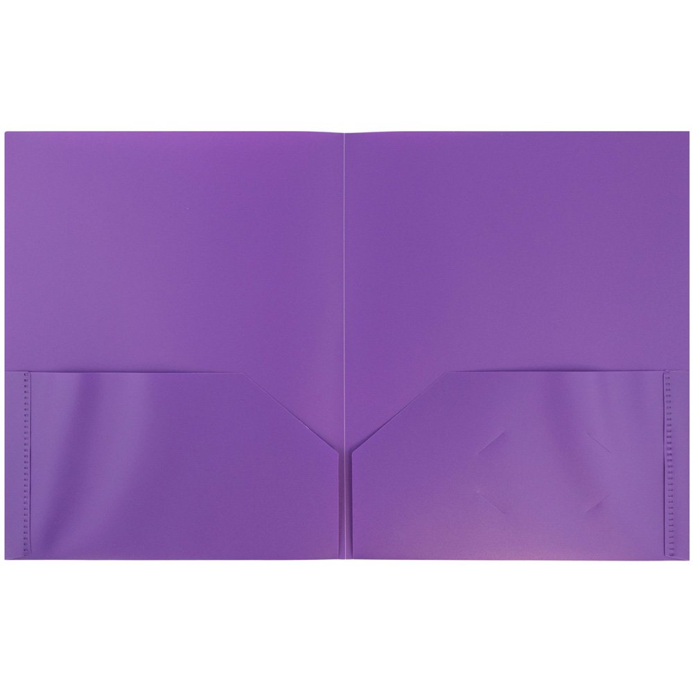 JAM Paper Medium Weight Plastic Presentation Folders - 96 Pack, Purple - Ideal for Office, School, Business Reports & Document Organization