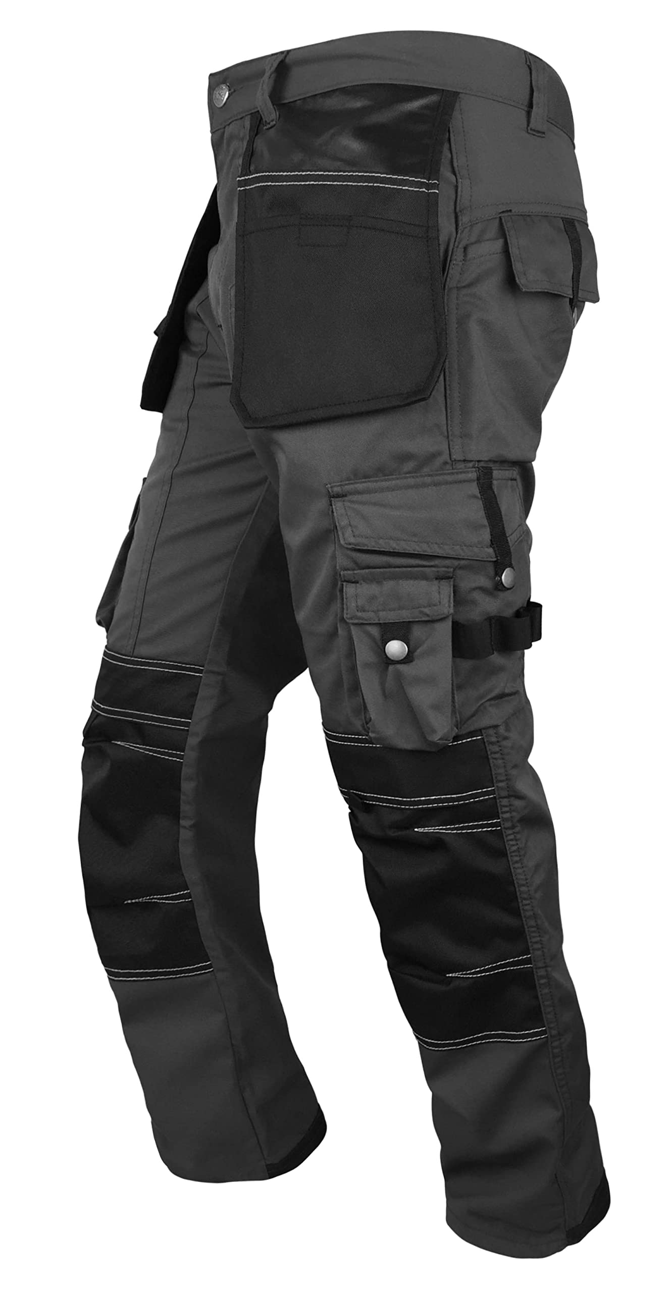 **Fashion FF Men's Cordura Work Pants - Tactical Utility Pants with Reinforced Knees & Tool Pockets - Heavy Duty Carpenter Safety Trousers for Construction, Hiking & Outdoor Work**