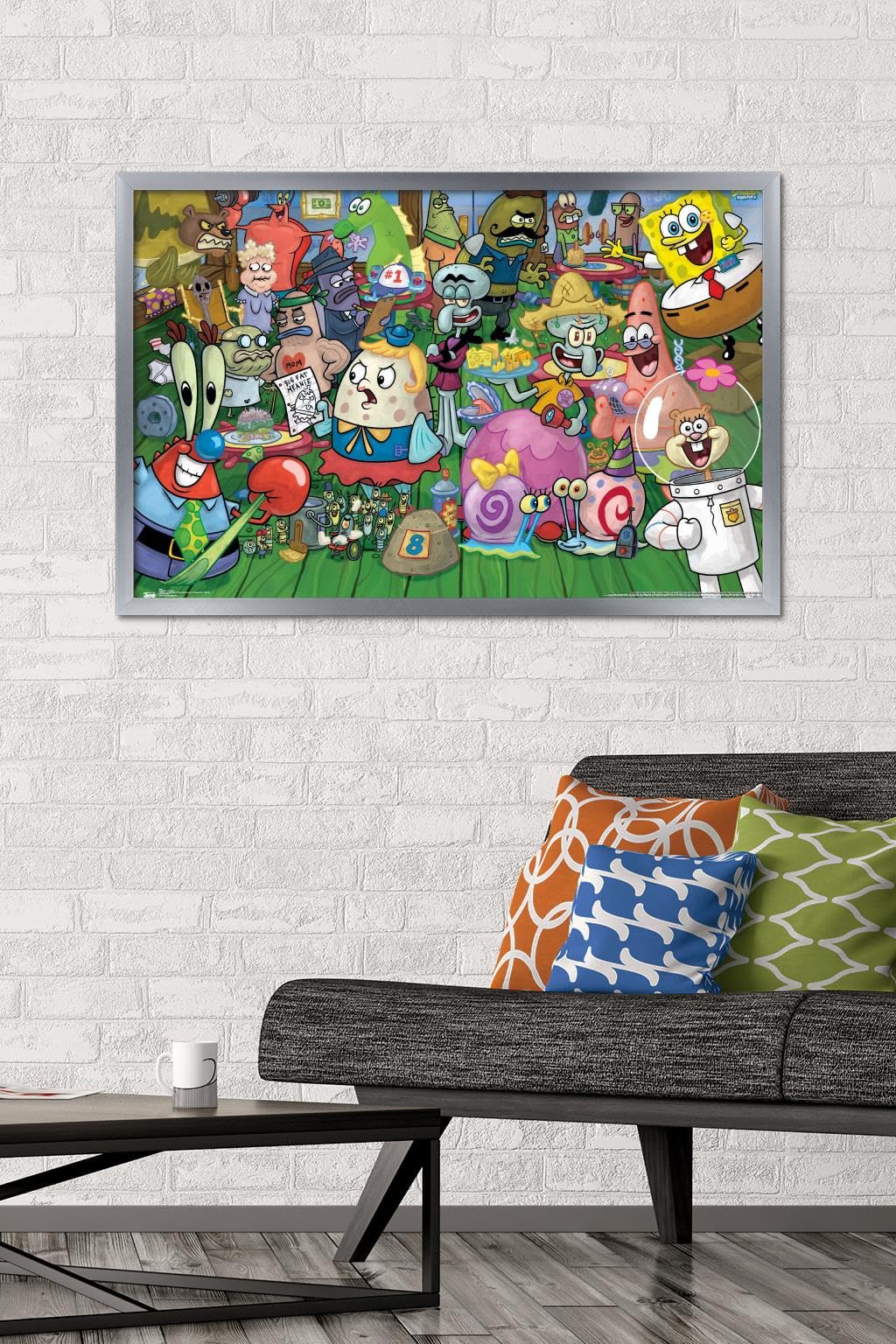 Trends International Nickelodeon SpongeBob SquarePants Wall Poster - 22.375 x 34 Inches, Silver Framed Art Print - Perfect for Kids' Bedroom, Game Room & Office Decor
