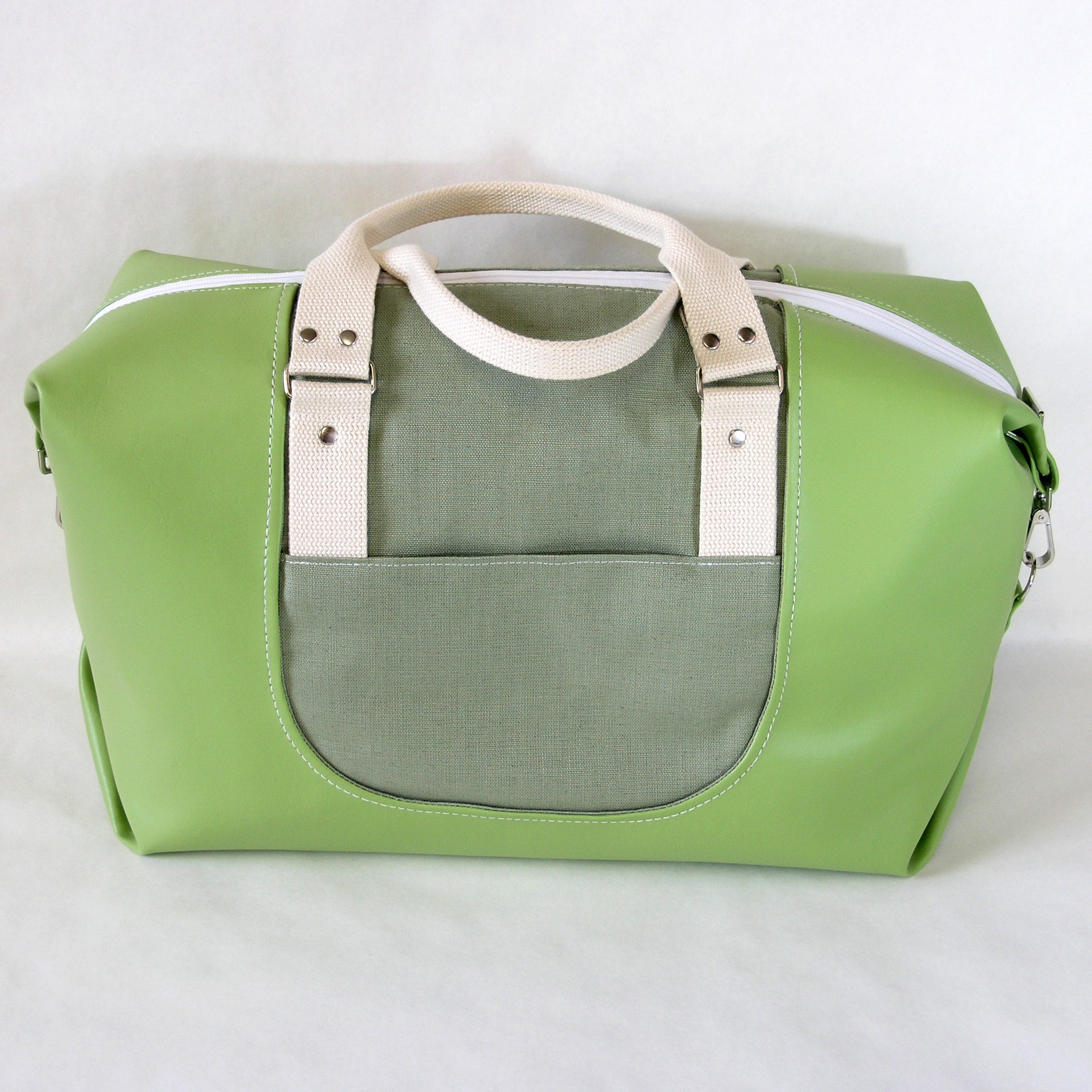 Wanderlust Faux Leather Weekender Bag - Stylish Duffel Travel Bag in Artichoke Green | Perfect for Weekend Getaways, Gym & Carry-On Luggage