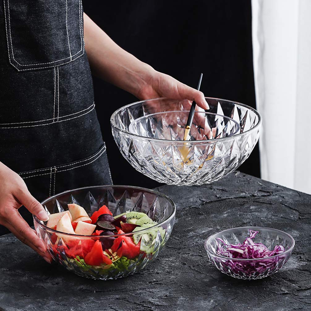 Premium Cabilock Glass Salad Bowl - 1pc Transparent Fruit & Veggie Serving Dish for Kitchen, Dining, Party | Durable Food Container for Salads, Snacks, Appetizers | Perfect for Entertaining, Meal Prep & Healthy Eating