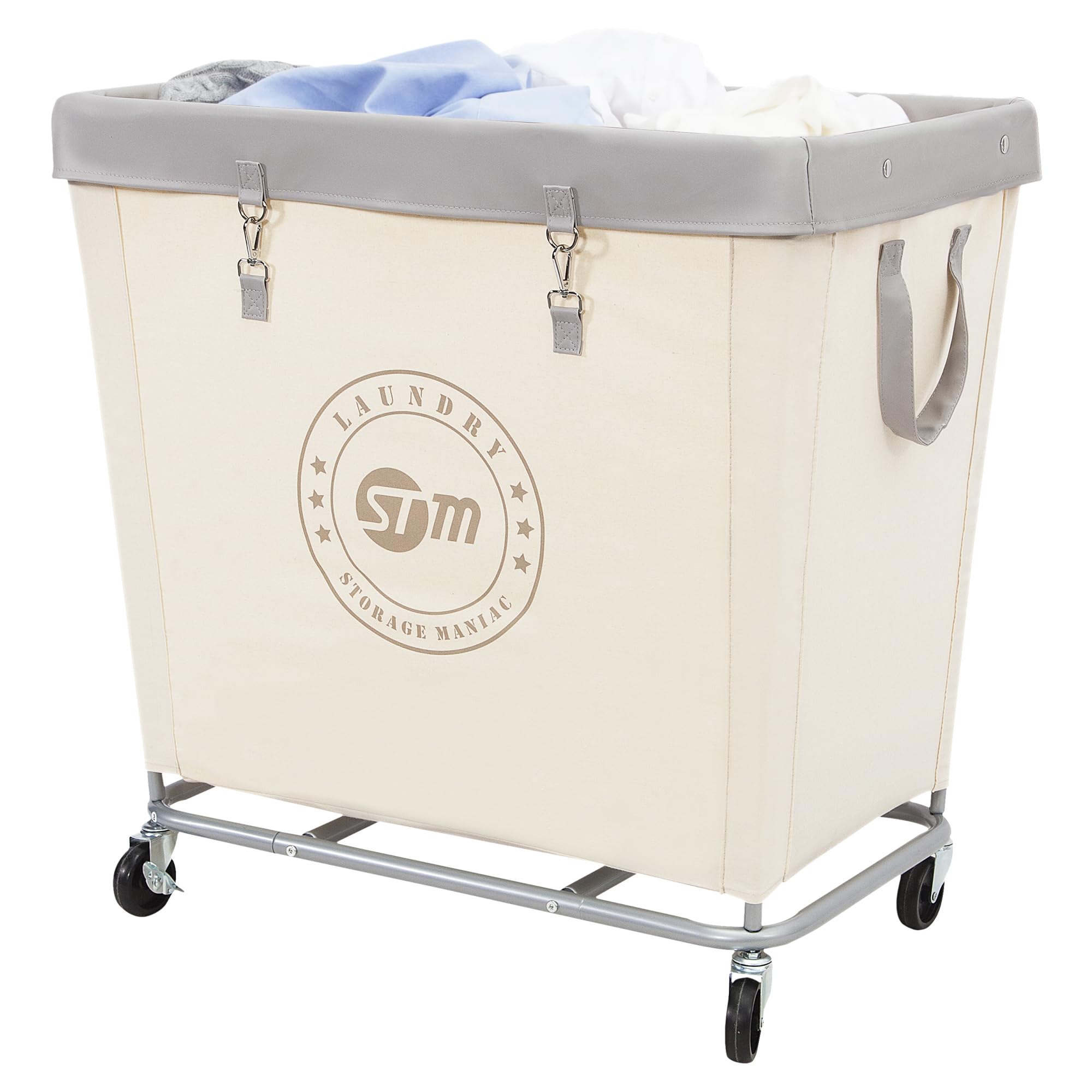 Heavy Duty Commercial Laundry Hamper Cart with Wheels - 320L Industrial Laundry Basket with Steel Frame for Hotel, Home & Laundry Room - 31.7
