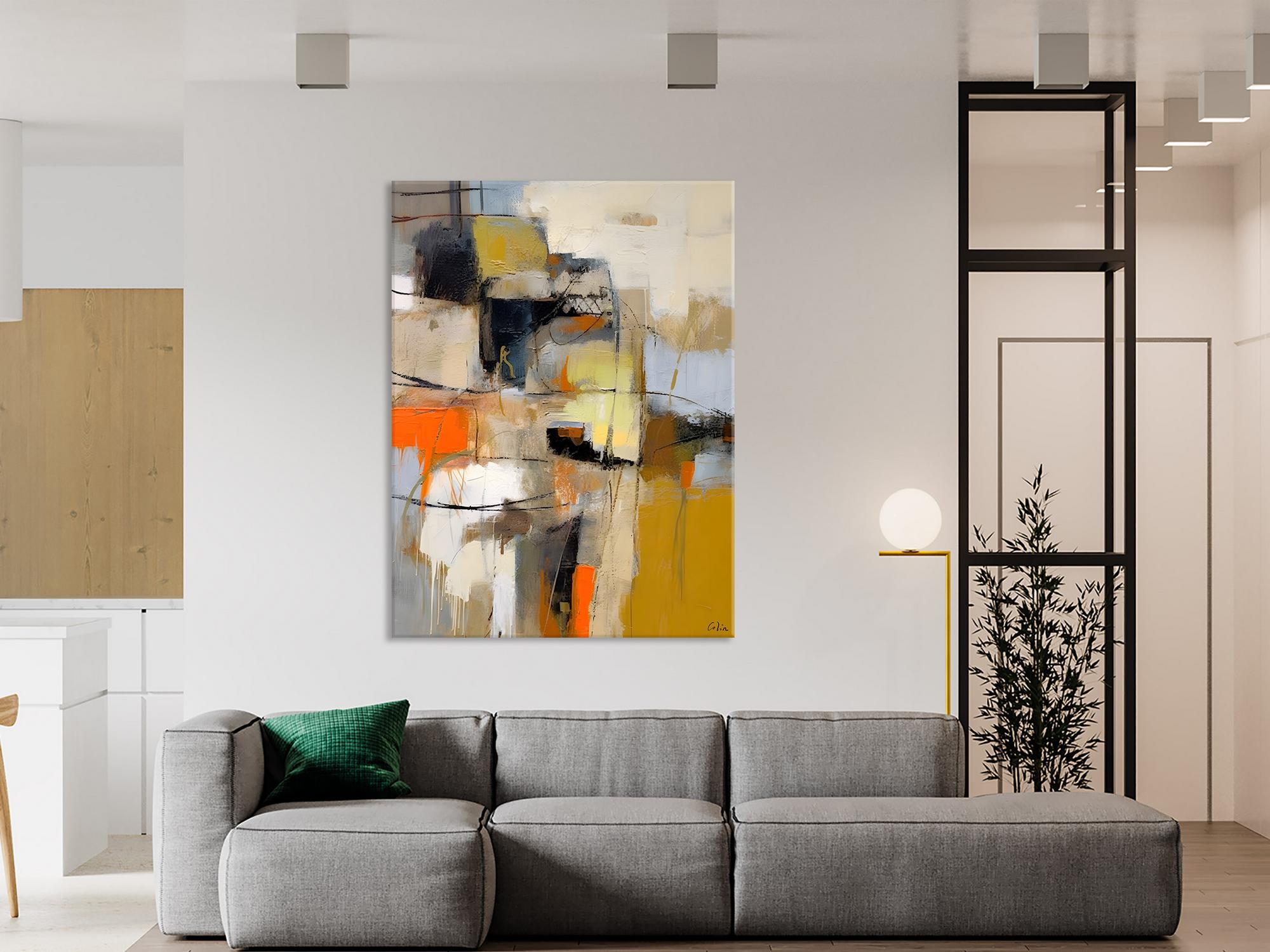 Large Acrylic Abstract Canvas Painting for Living Room - Modern Wall Art Behind Sofa - Handmade Original Home Decor for Contemporary Spaces