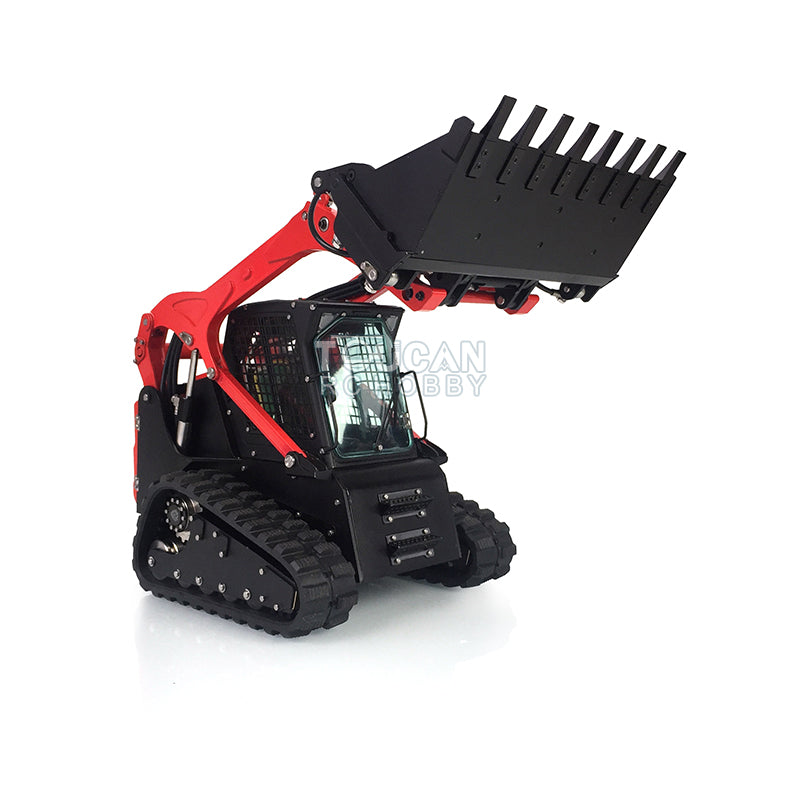 Customized LESU 1:14 Scale RC Hydraulic Aoue LT5 Tracked Skid Steer Loader - Metal RTR Model with Fork, Bucket, Sieve Bucket, Gripper Clamp & Trailer Upgrade Parts - Perfect for Construction Simulation, RC Hobbyists & Collectors