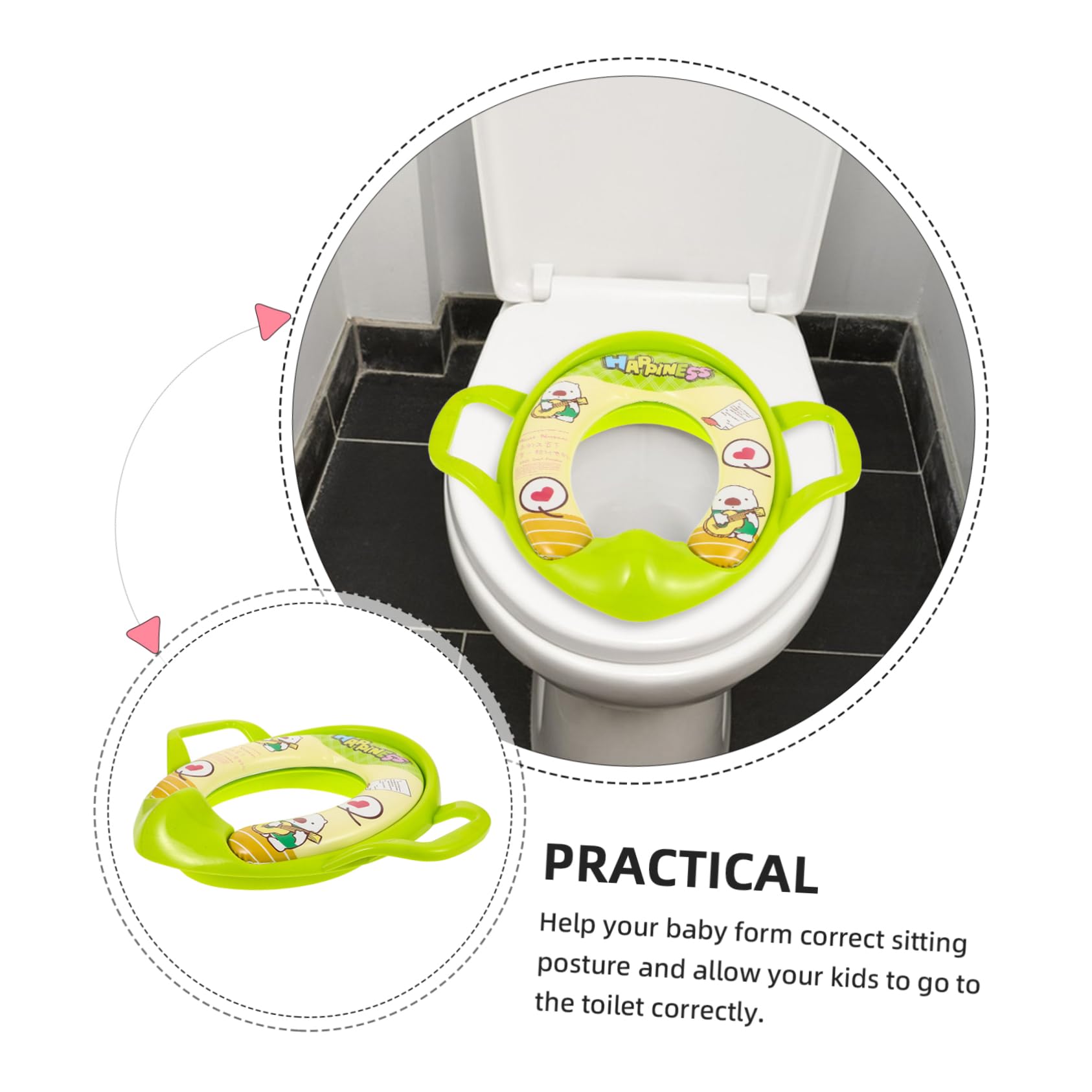 TOYANDONA 2-Pack Kids Toilet Training Seat - Soft PVC Potty Seat Cushion with Lid, Green | Non-Slip Toddler Toilet Seat for Boys & Girls | Perfect for Bathroom Safety & Potty Training