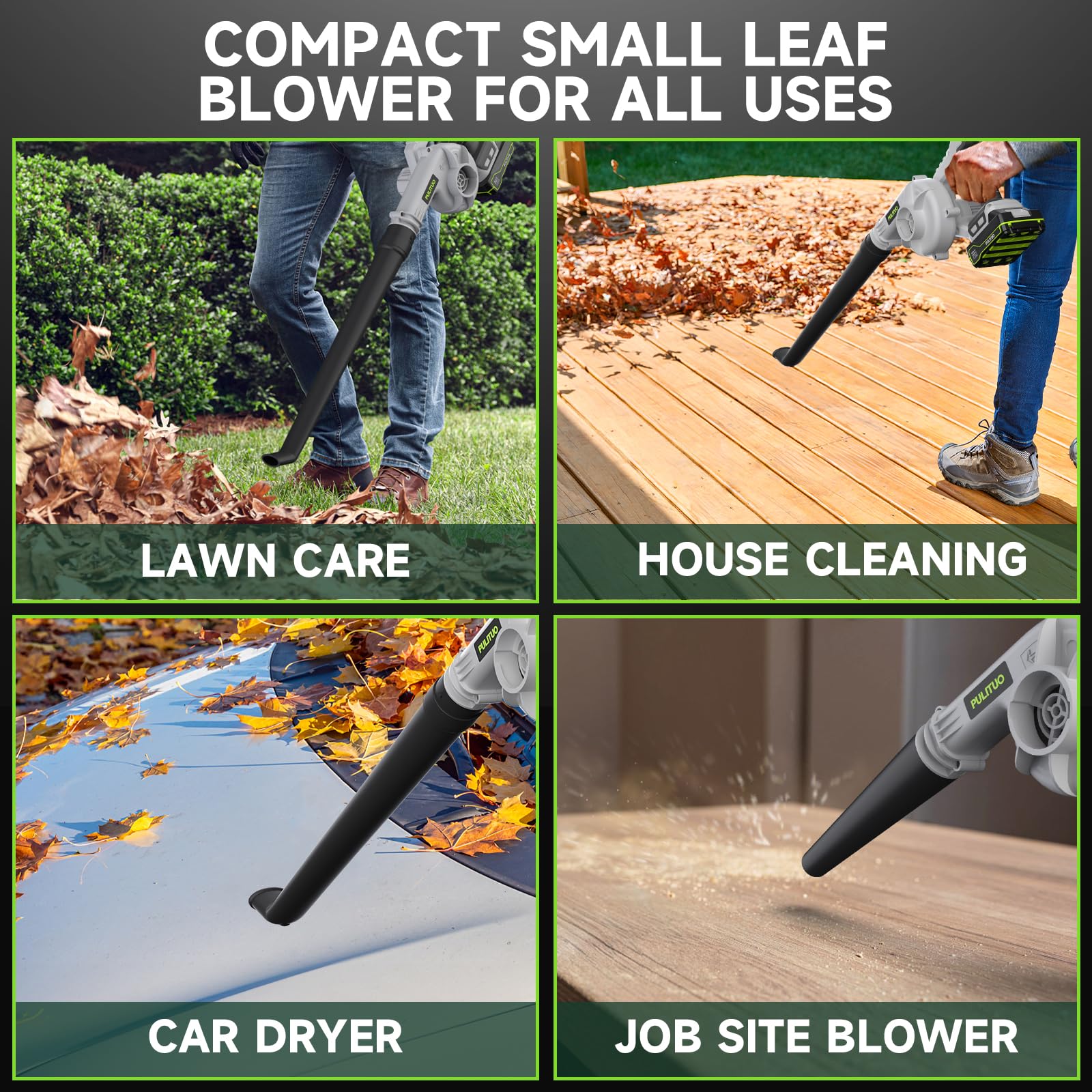 Cordless Leaf Blower with Battery & Charger - 150MPH 165CFM Brushless Electric Blower, 6-Speed Lightweight Yard Tool for Lawn Care, Patio, Garden, Grass & Dust Cleaning - Perfect for Fall Leaves, Driveway Debris and Outdoor Maintenance