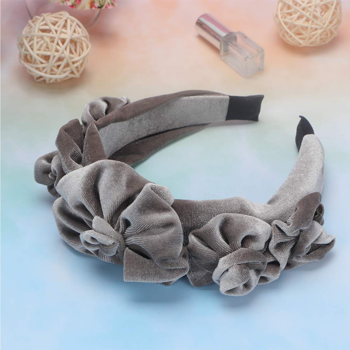 5 Pack Women's Chunky Wide Cloth Headbands for Short Hair - Spa, Workout & Everyday Use - Thick Hair Bands with Floral Design for Women & Flower Girls
