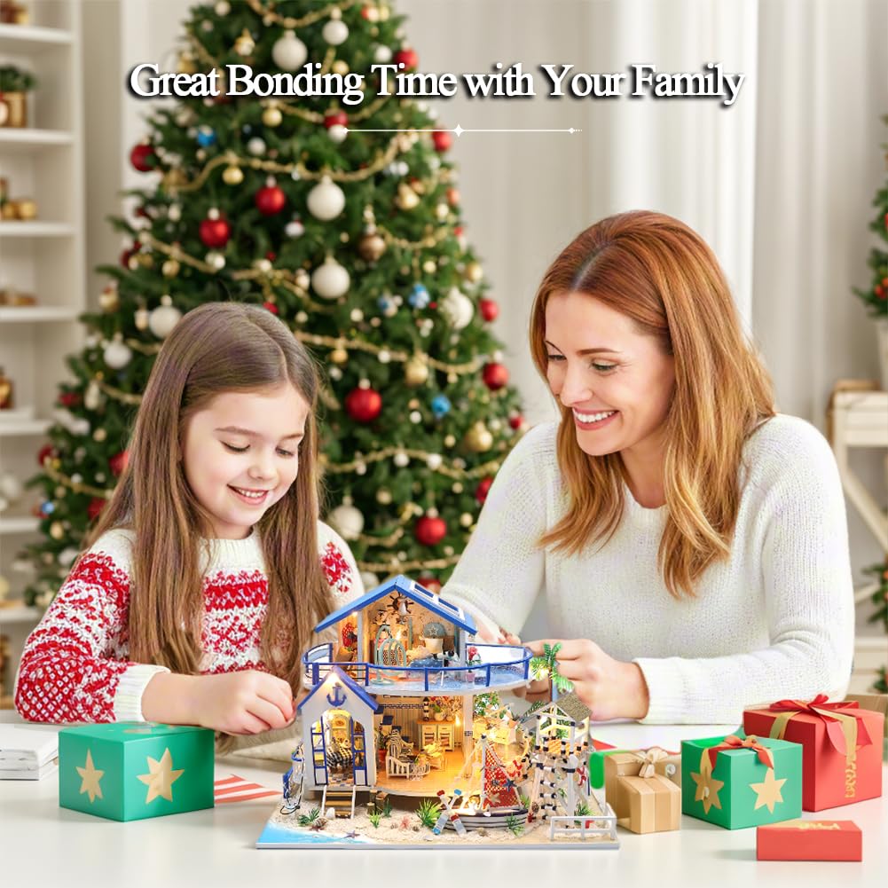 DIY Miniature House Kit - Beach House Model Building Set for Adults & Teens | Creative Craft Project, Home Decor, Gift Idea for Hobbyists & Collectors