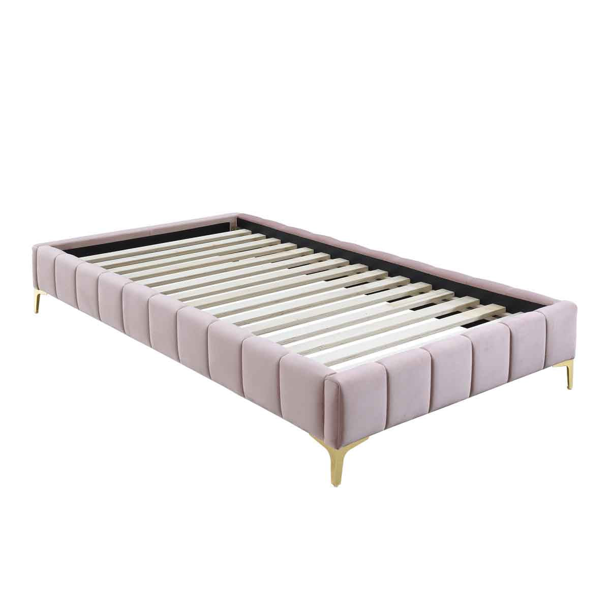 Georgia Velvet King Single Bed Frame (Blush) - Luxurious Upholstered Bed Frame for Small Spaces, Perfect for Guest Rooms, Apartments & Dormitories