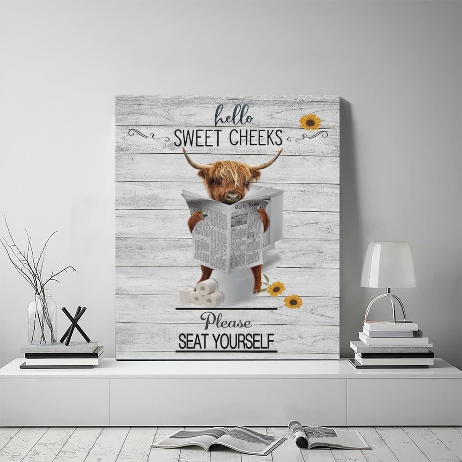 Funny Highland Cow Bathroom Wall Art - 20