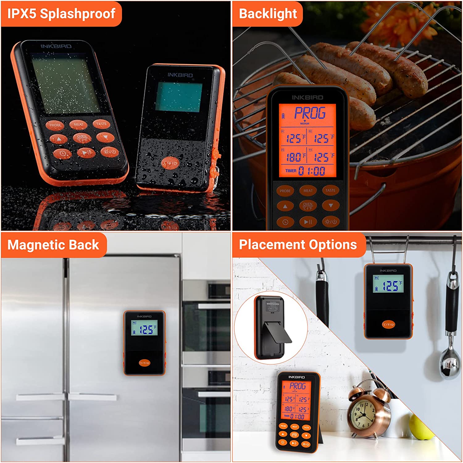 Wireless BBQ Thermometer IRF 4S - Digital Meat Thermometer for Grilling, Smoking & Cooking - Perfect for Outdoor BBQ, Backyard Parties & Camping