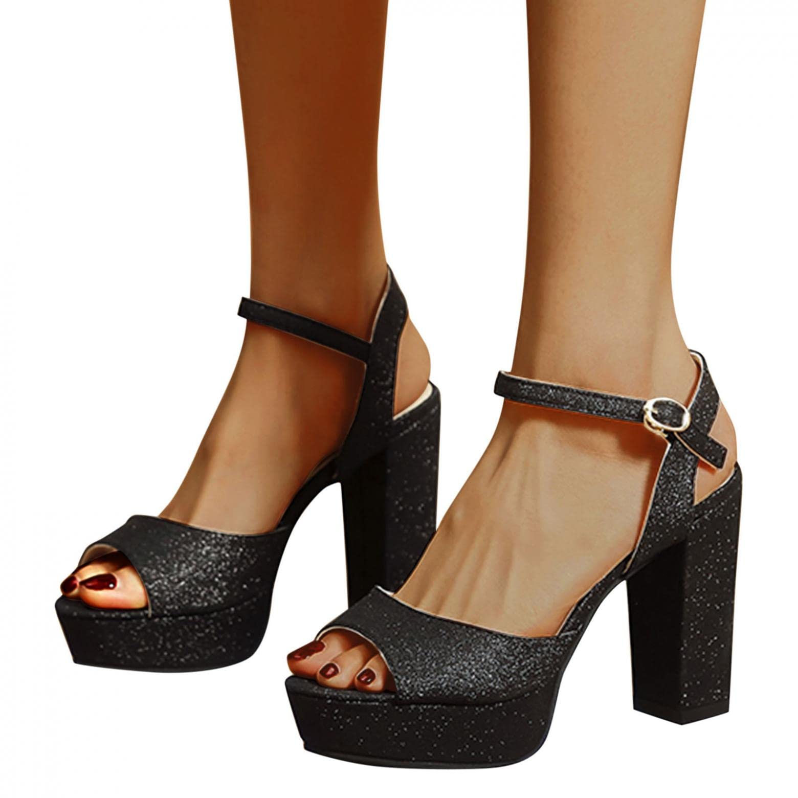 Women's Chunky High Heel Platform Sandals with Ankle Strap & Peep Toe - Casual Summer Shoes for Women - Perfect for Beach Vacations, Date Nights and Outdoor Parties