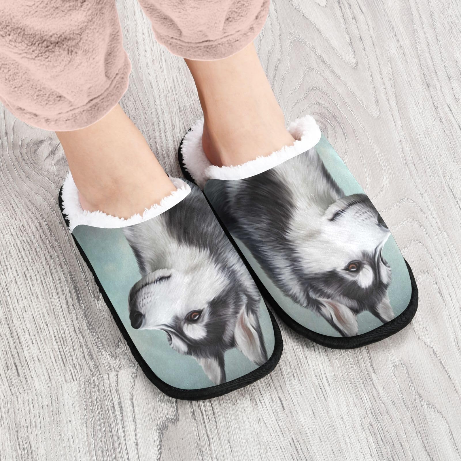 Women's Cozy Husky Slippers - Warm Fuzzy Indoor Shoes for Home & Bedroom