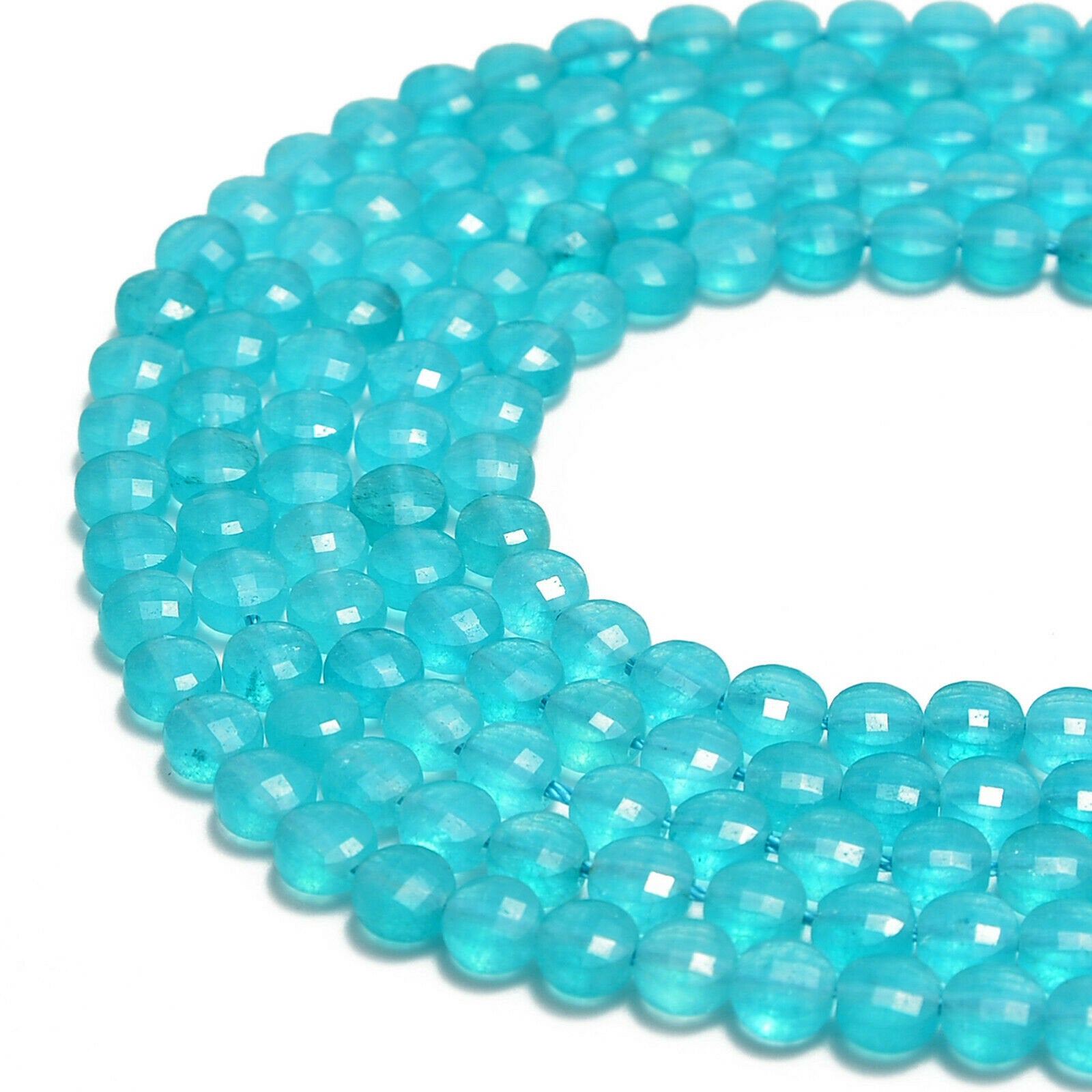 Blue Amazonite Faceted Flat Coin Beads 6mm 15.5 Inch Strand for Jewelry Making, DIY Bracelets & Necklaces - Healing Crystal Beads for Meditation & Spiritual Gifts
