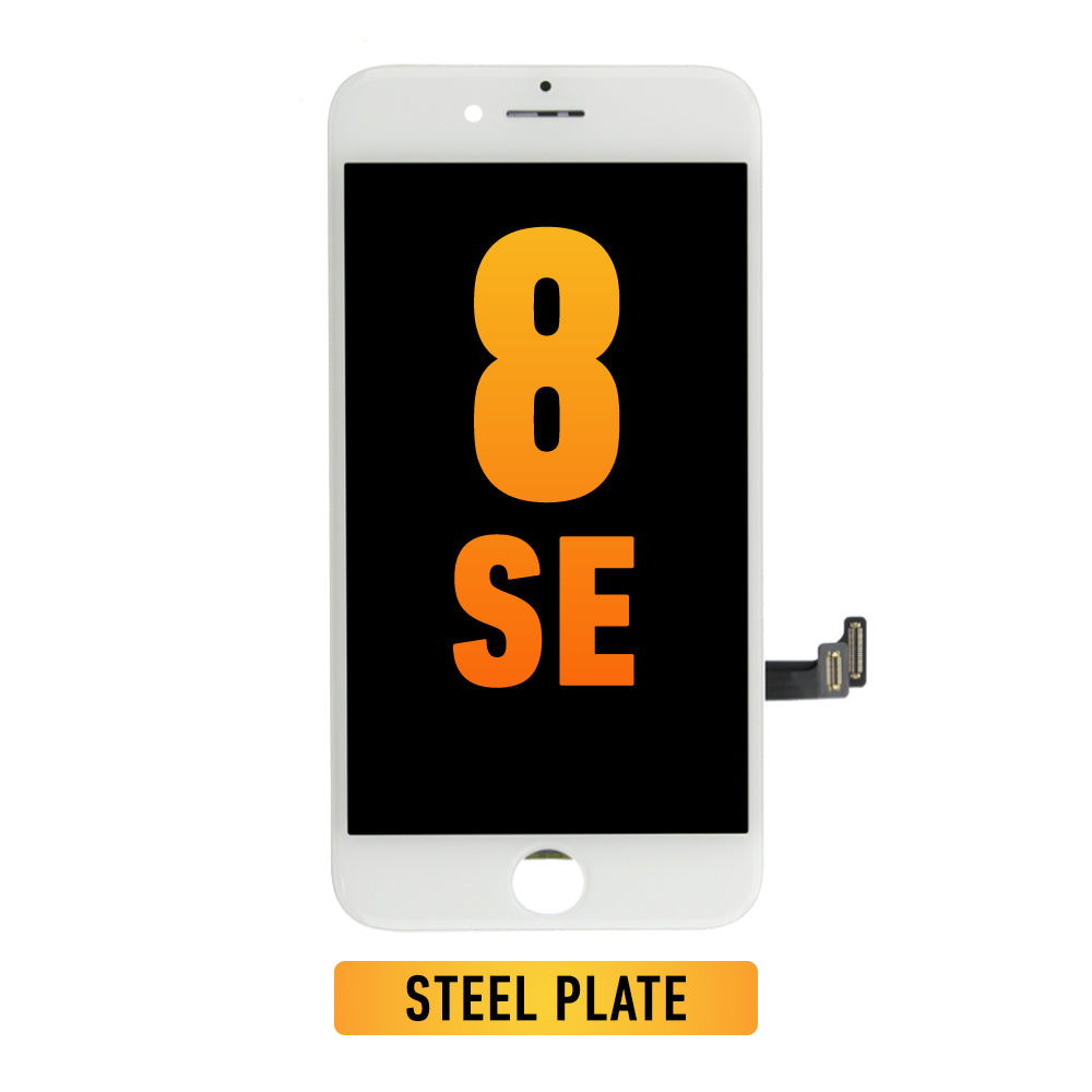 Premium Plus IQ7 LCD Screen Replacement for iPhone 8 / SE 2020 / SE 2022 with Steel Plate - White Display Repair Kit for Home DIY Fix & Professional Installation