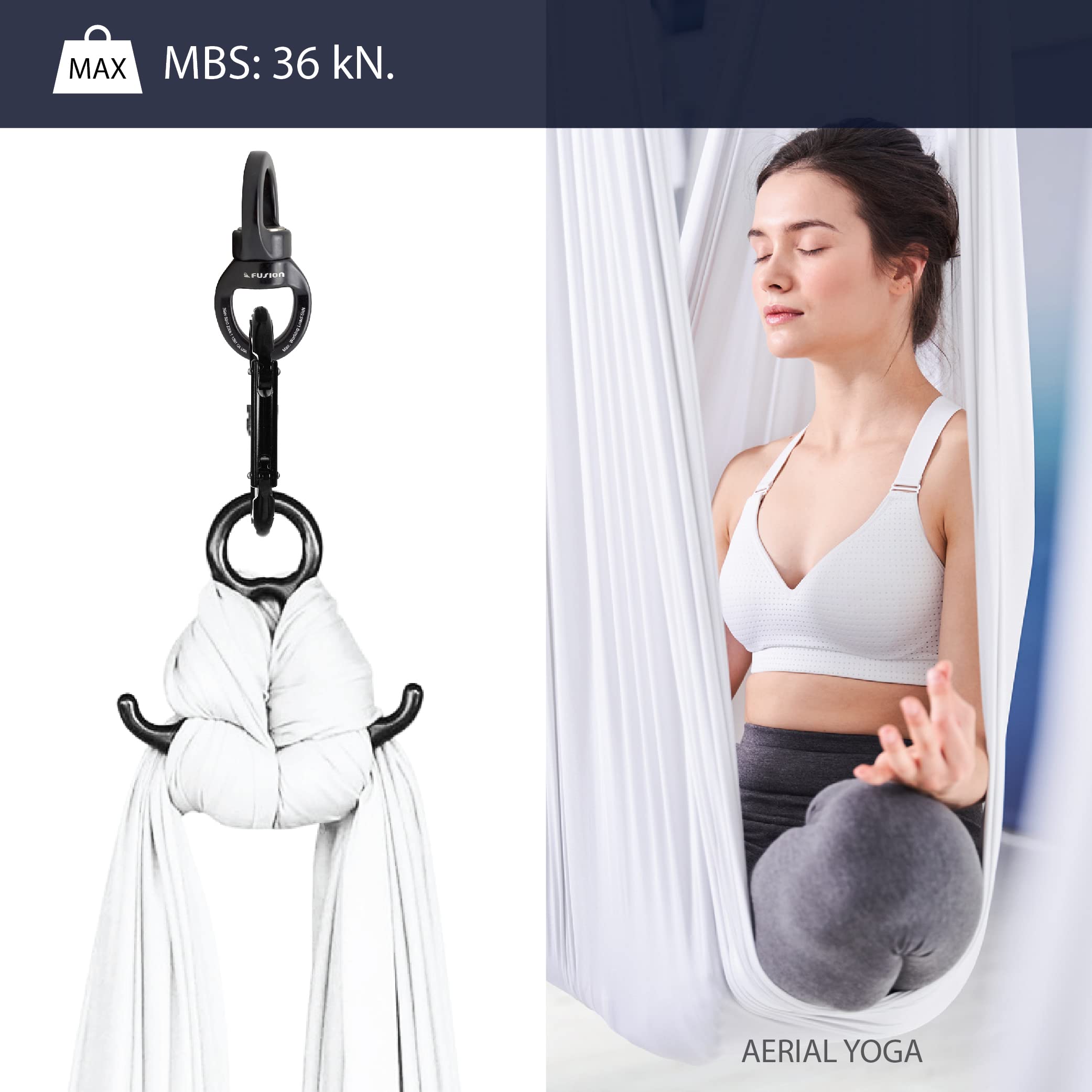 Fusion Climb Delta Swivel - 360° Rotational Hanging Device for Tree Swing, Therapy Swing, Aerial Yoga, Hammock & Rock Climbing | Heavy-Duty Safety Accessory | Perfect for Outdoor Play, Fitness Training & Relaxation (FP-8300-BLKBLK)