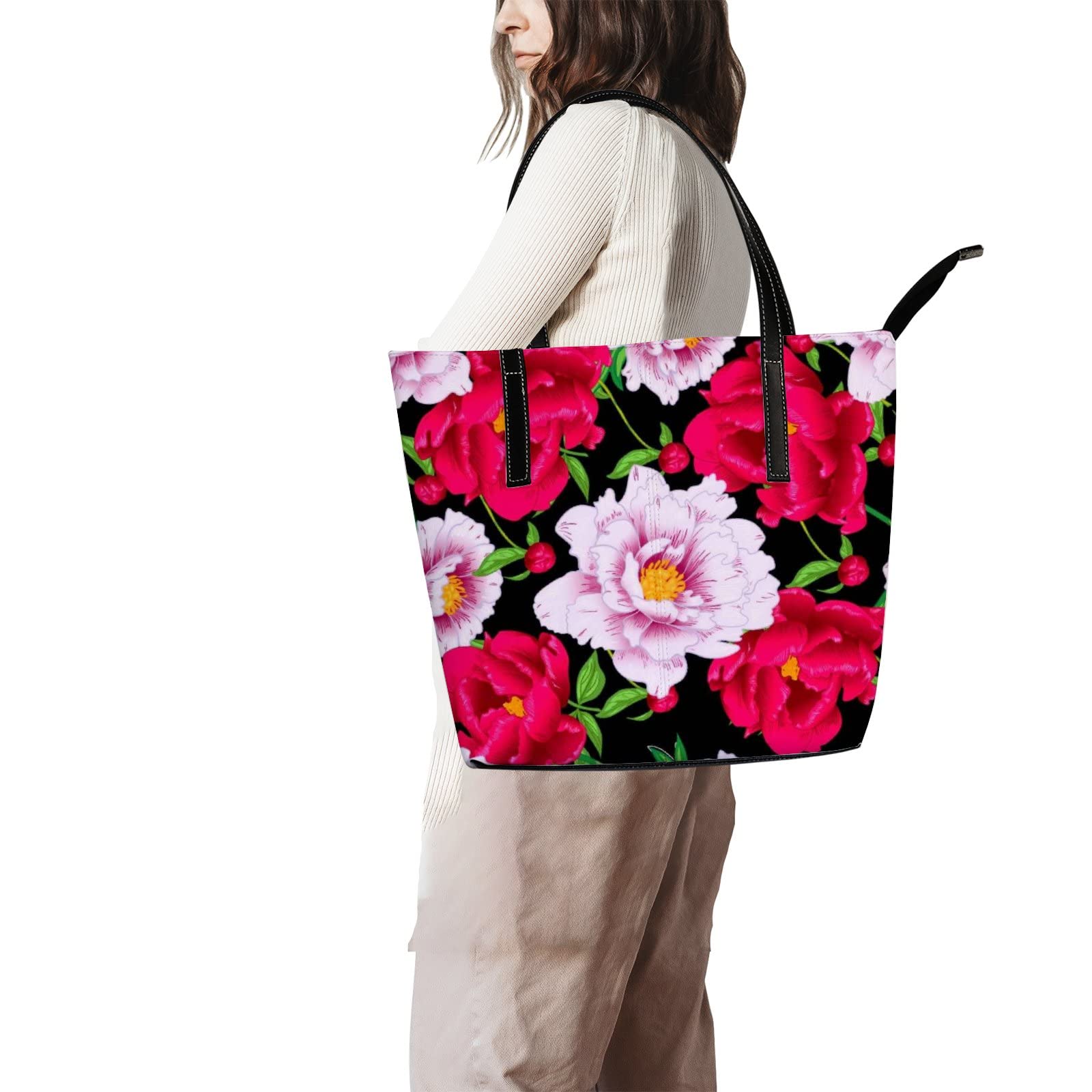 Leather Tote Bag for Women with Zipper - Work & Travel Essentials