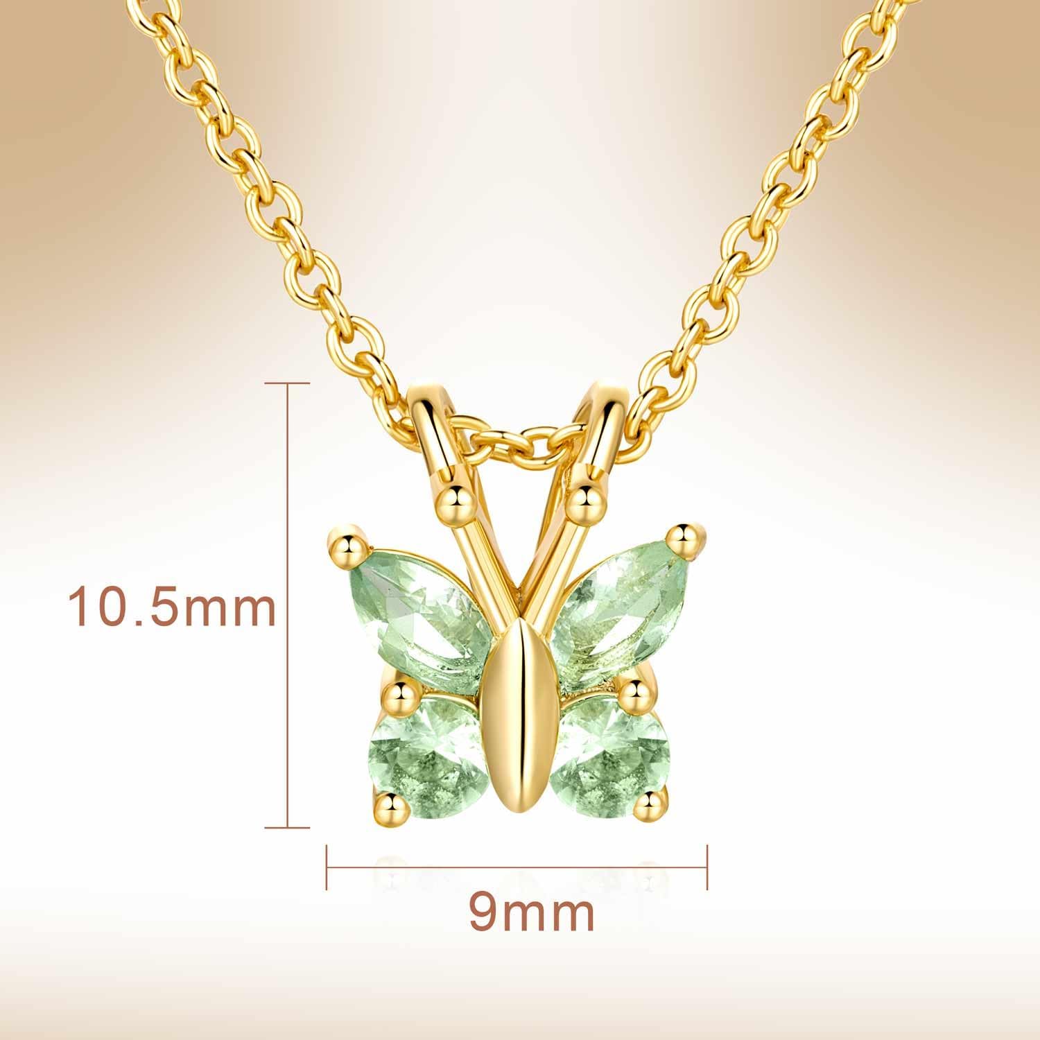 14K Gold Butterfly Pendant Necklace for Women - Dainty Lightweight Diamond Necklace with Light Blue CZ Stones | Trendy Layering Jewelry for Everyday Wear, Gift Giving & Special Occasions