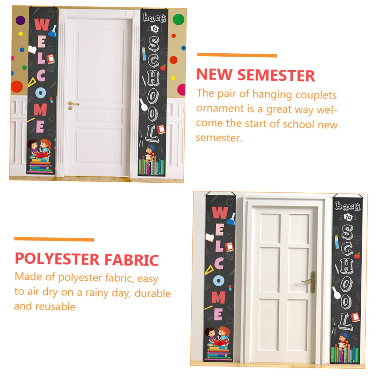 Zerodeko 1 Pair Decorative Curtain Emblems - Office & School Welcome Signs, Back to School Banner for Classroom Decor, Campus Events & Seasonal Celebrations