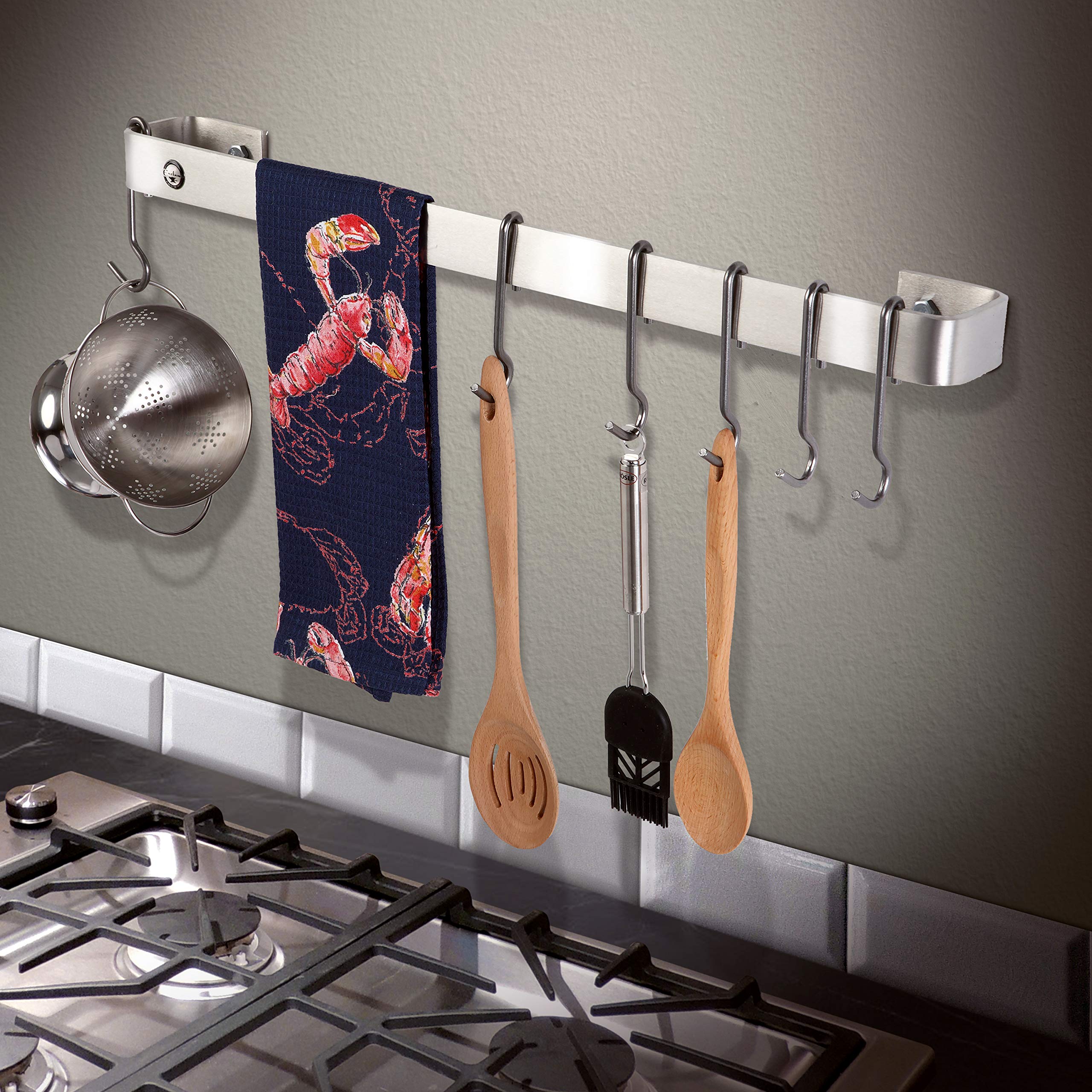 Enclume Handcrafted 30-Inch Stainless Steel Utensil Bar Wall Rack - Premium Kitchen Organizer for Spoons, Ladles & Cooking Tools - Perfect for Farmhouse, Restaurant & Home Kitchen Storage