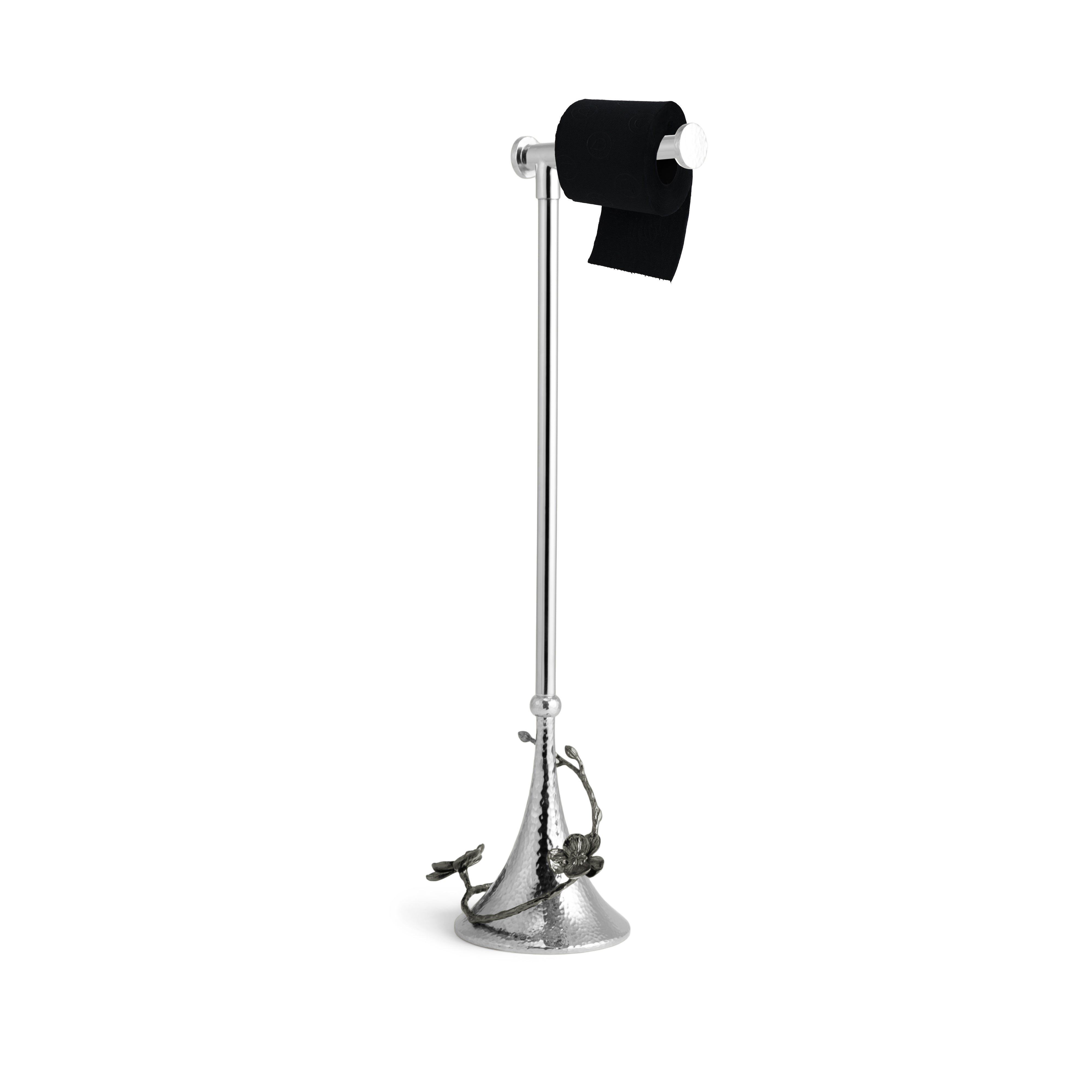 Black Orchid Toilet Paper Holder - Elegant Bathroom Tissue Roll Stand with Metal Base - Perfect for Modern Bathroom, Guest Room, and Powder Room Decor