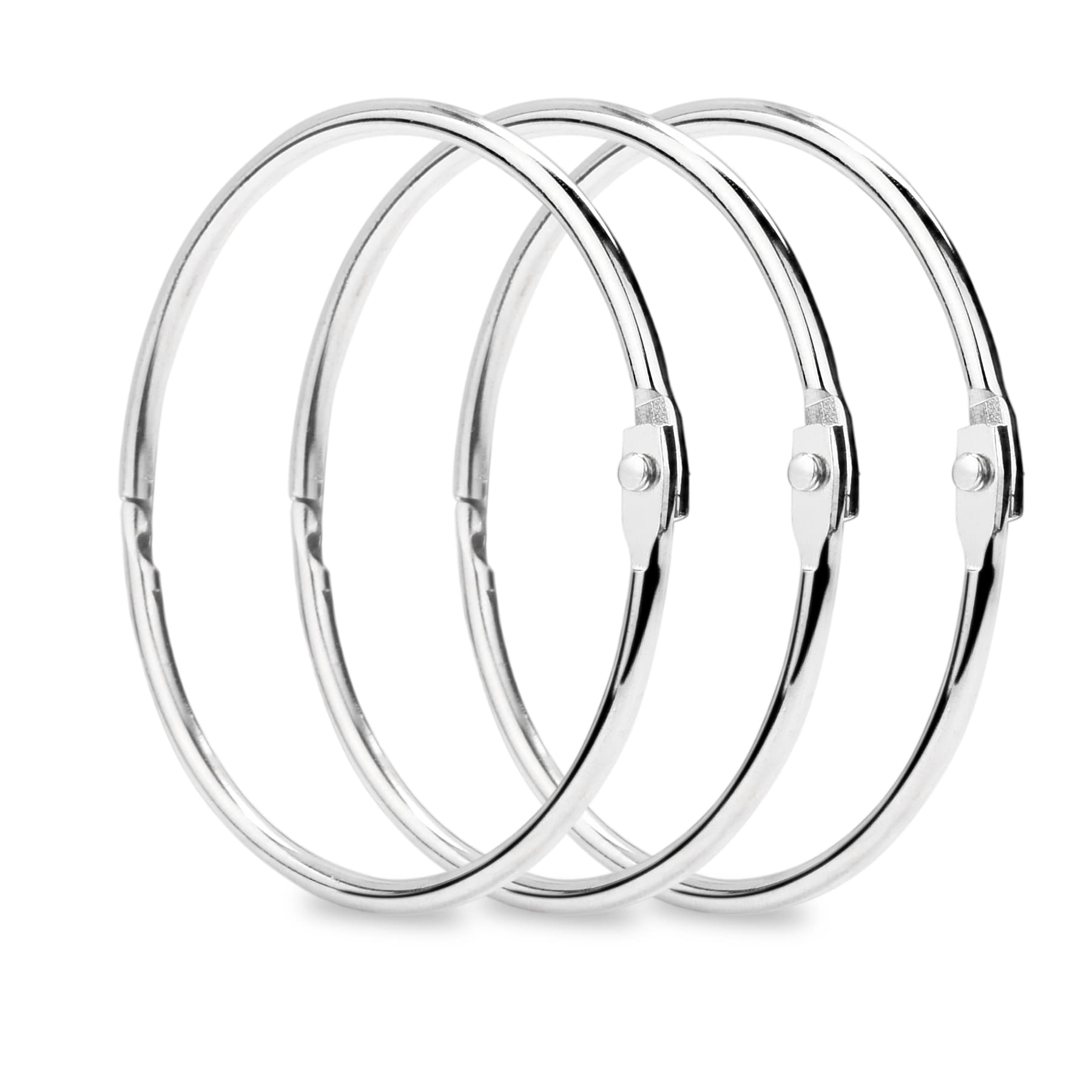 CooBigo 50 Pack 2-1/2 Inch Silver Metal Binder Rings - Book Rings, Loose Leaf Paper Clips, Flash Card Holders, Nail Swatch Organizers & Keychain Rings for School, Office & Crafting Supplies