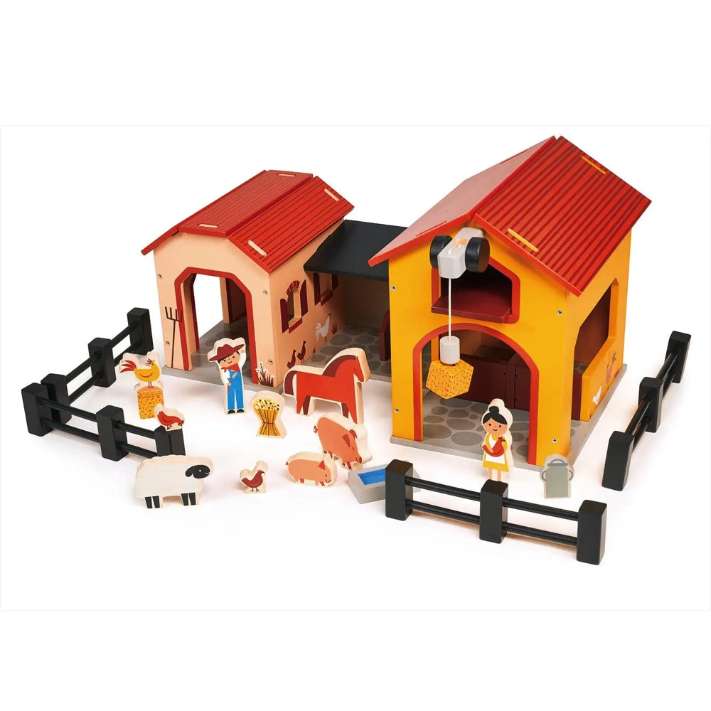 Mentari Toys Billy's Barnyard Set - Farm Animal Playset for Kids, Educational Barn Toy with Animals & Accessories | Perfect for Pretend Play, Learning & Fun at Home or School