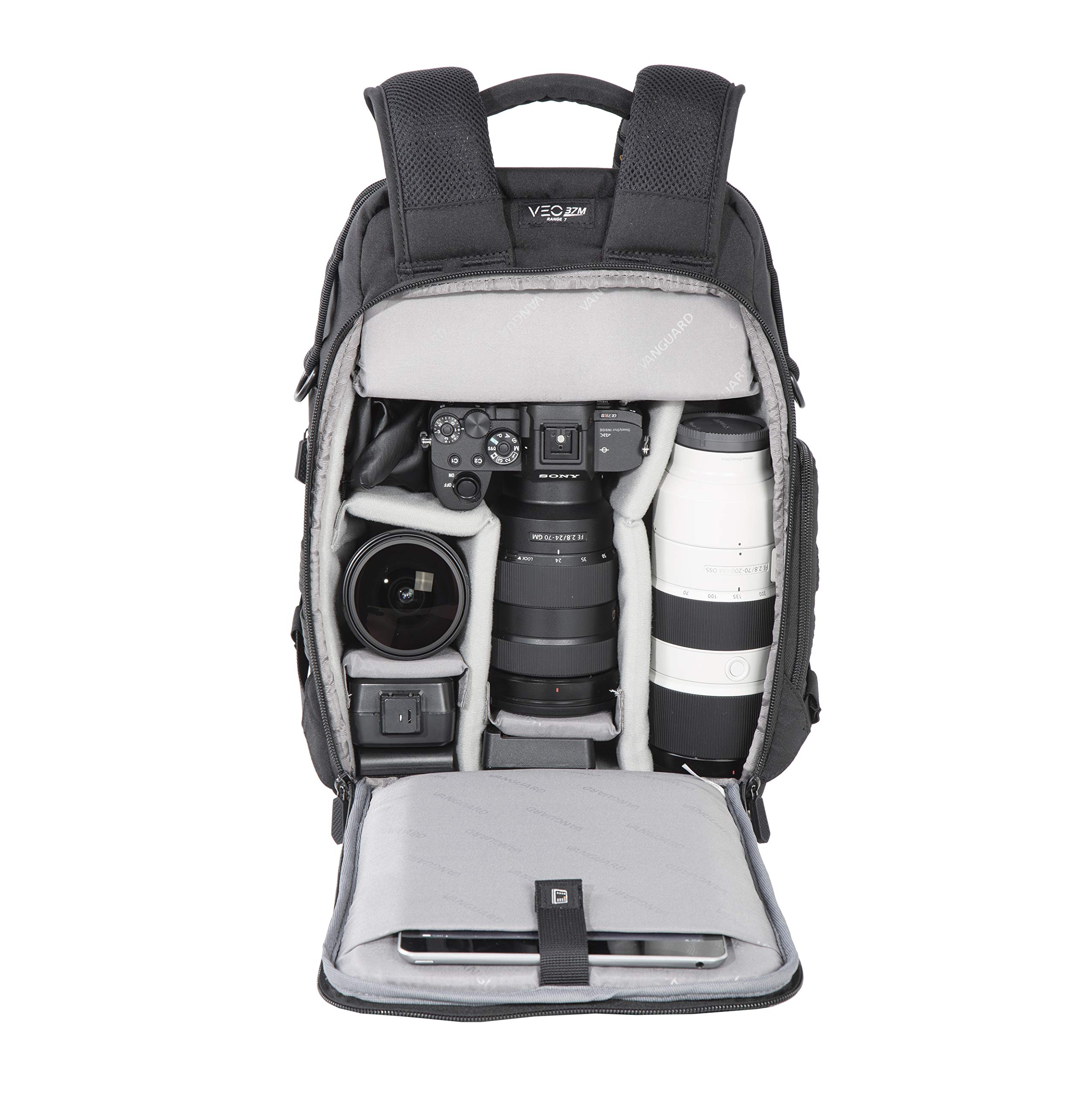 VANGUARD VEO Range T37M Tactical Backpack for Mirrorless Cameras - Black | DSLR Camera Bag for Travel & Outdoor Photography | Waterproof & Durable Camera Backpack for Sony, Canon, Nikon, Fujifilm