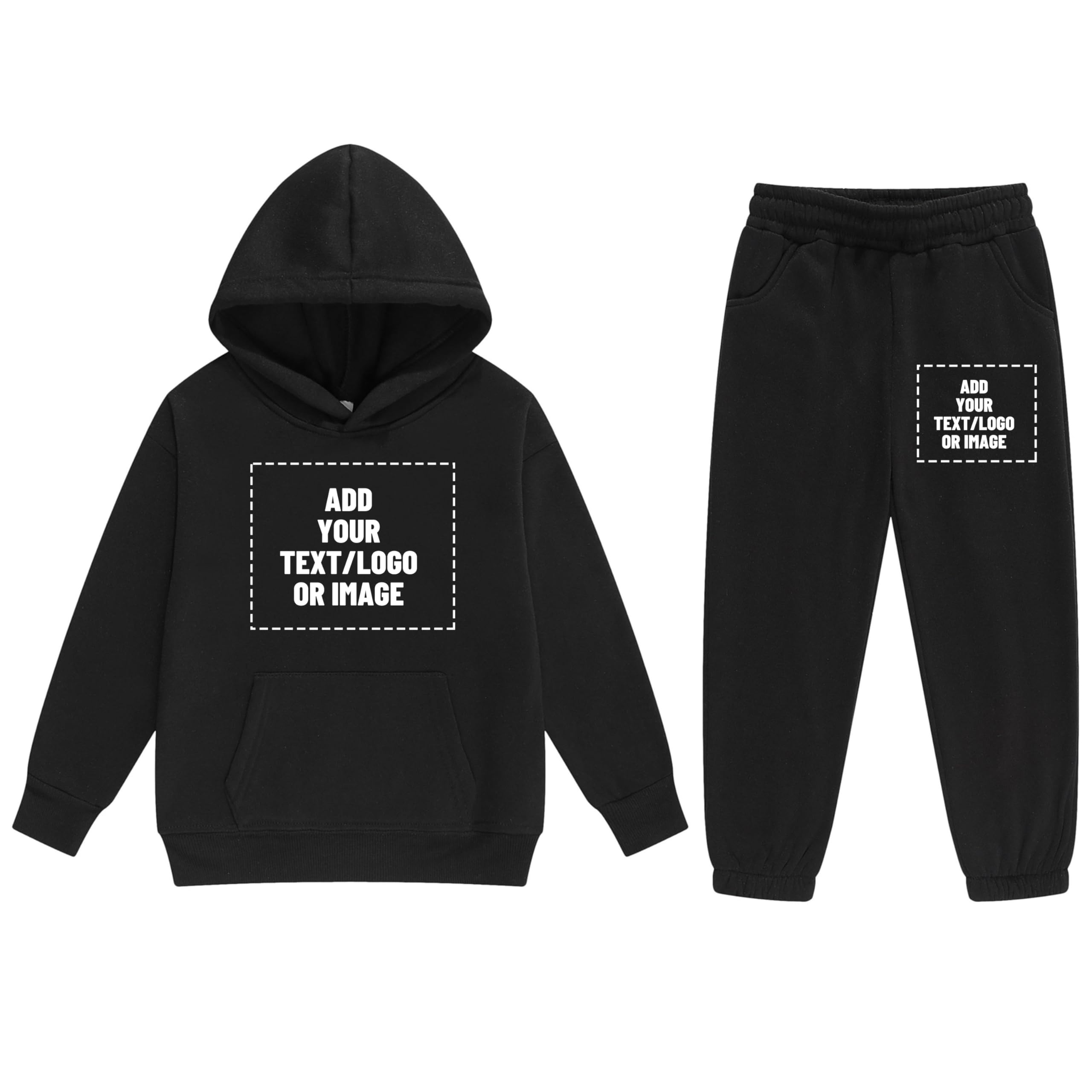 Custom 2-Piece Boys & Girls Sweatsuit Set - Personalized Hoodie & Sweatpants with Text/Image Printing | School, Sports & Family Matching Outfits