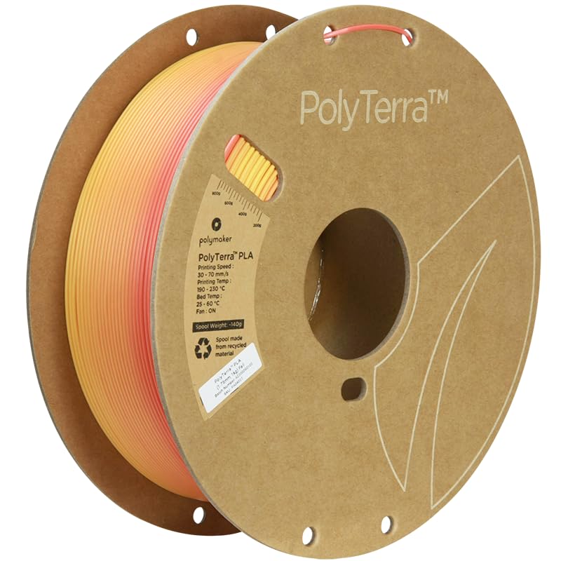 Polymaker PolyTerra Matte PLA Filament 1.75mm - Red Multicolor Gradient 3D Printer Filament 1kg Spool | Premium Matte Finish for Smooth Prints | Perfect for Cosplay Props, Home Decor & Artistic 3D Printing Projects