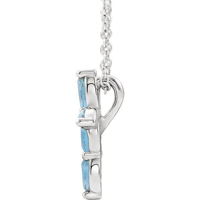 14K Gold 0.35 CTW Marquise Aquamarine Petite Cross Pendant Necklace - Elegant Jewelry Gift for Women, Perfect for Weddings, Anniversaries & Everyday Wear