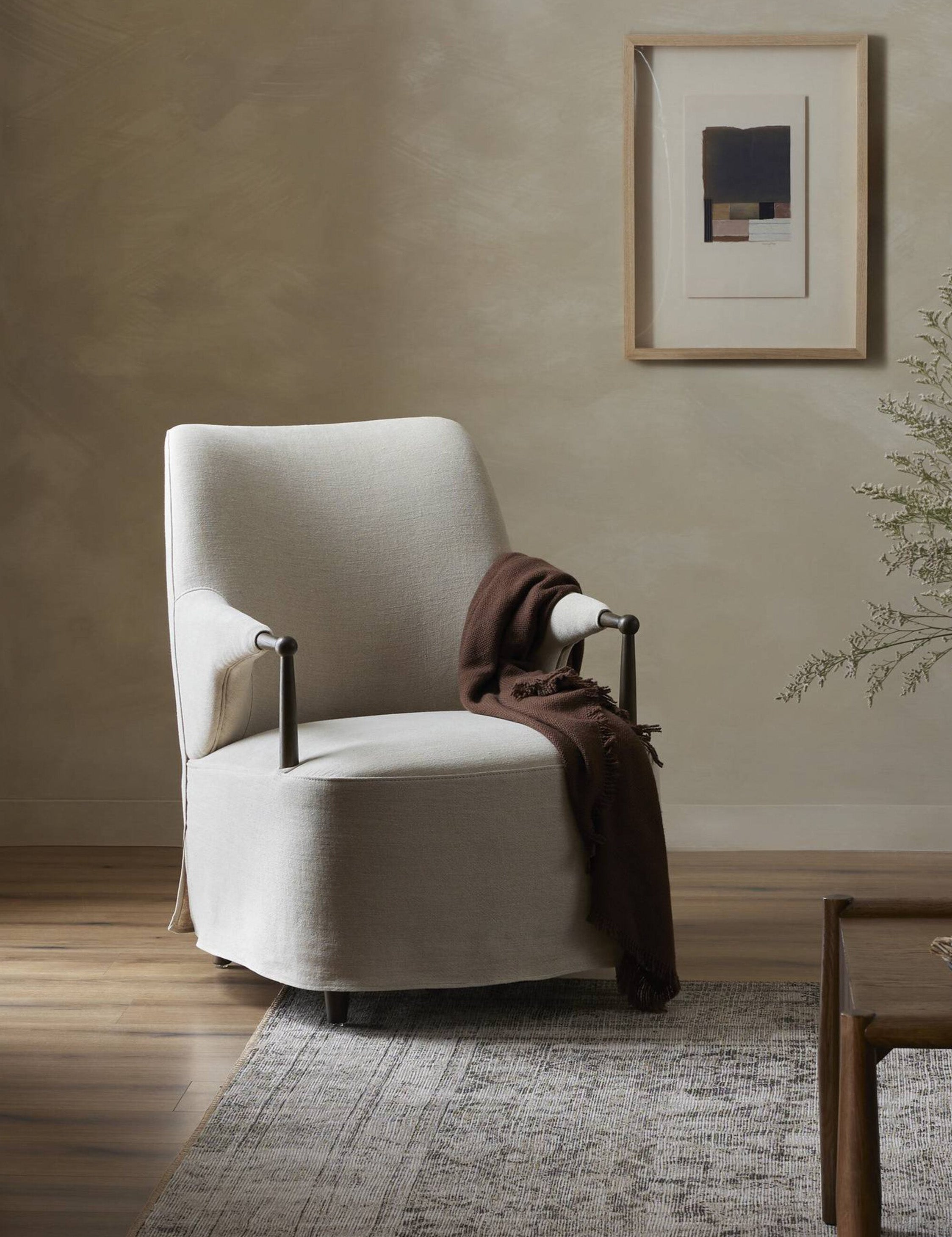 Brently Accent Chair by Amber Lewis x Four Hands - Mid Century Modern Upholstered Lounge Chair for Living Room, Bedroom & Office - Perfect for Relaxing, Reading & Home Decor