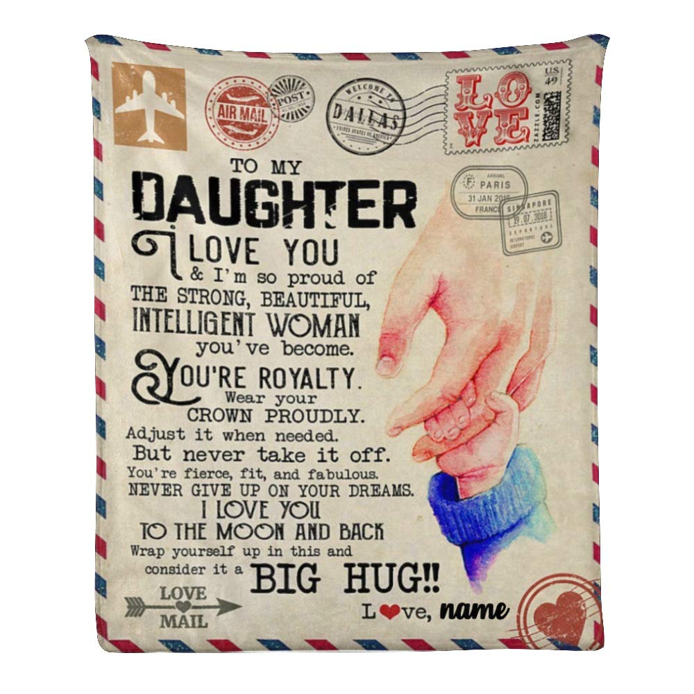 Custom Personalized Fleece Throw Blanket with Name - Soft 50x60 Inch Blanket for Daughter, Gifts, Bedroom, Sofa & Cozy Nights