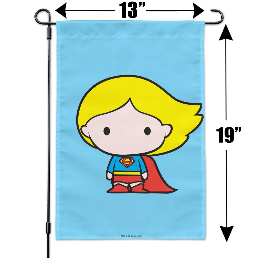 Superman & Supergirl Cute Chibi Character Garden Yard Flag - Decorative Outdoor Superhero Flags for Comic Fans, Backyard, Lawn, Patio Decor